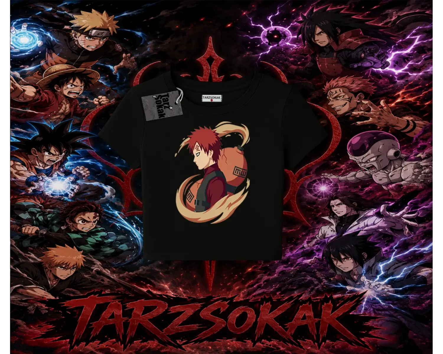 Gaara Naruto Anime Karakteri Kadın Baby Tee Beyaz