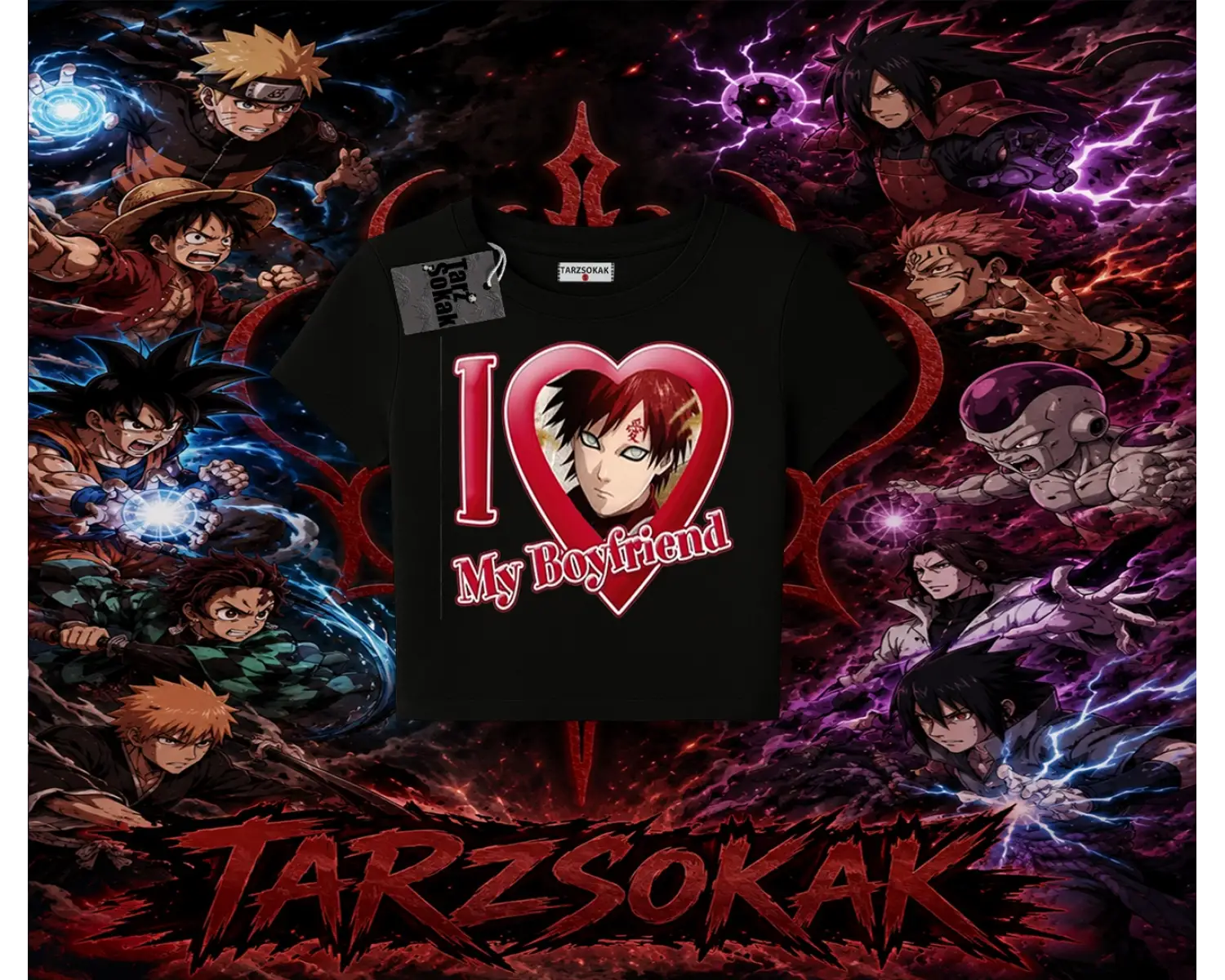 Gaara Naruto Anime Karakteri Kadın Baby Tee Beyaz