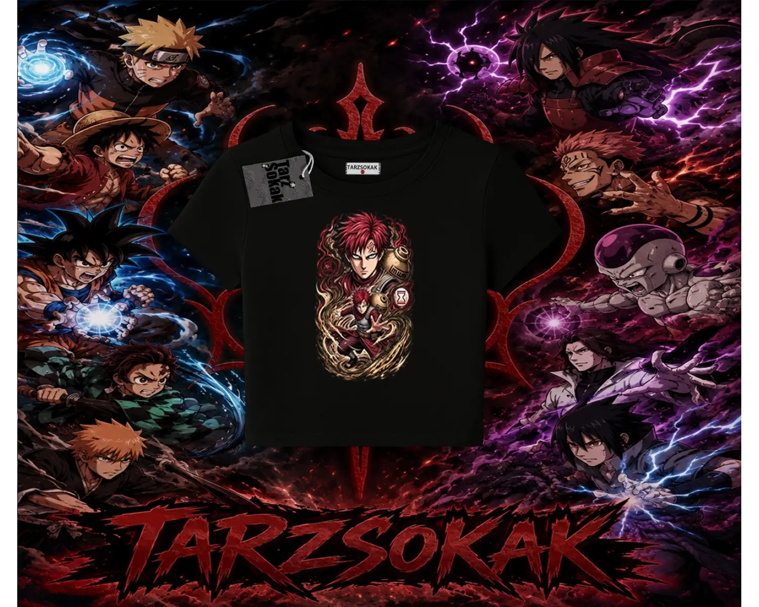 Gaara Naruto Anime Karakteri Kadın Baby Tee Beyaz