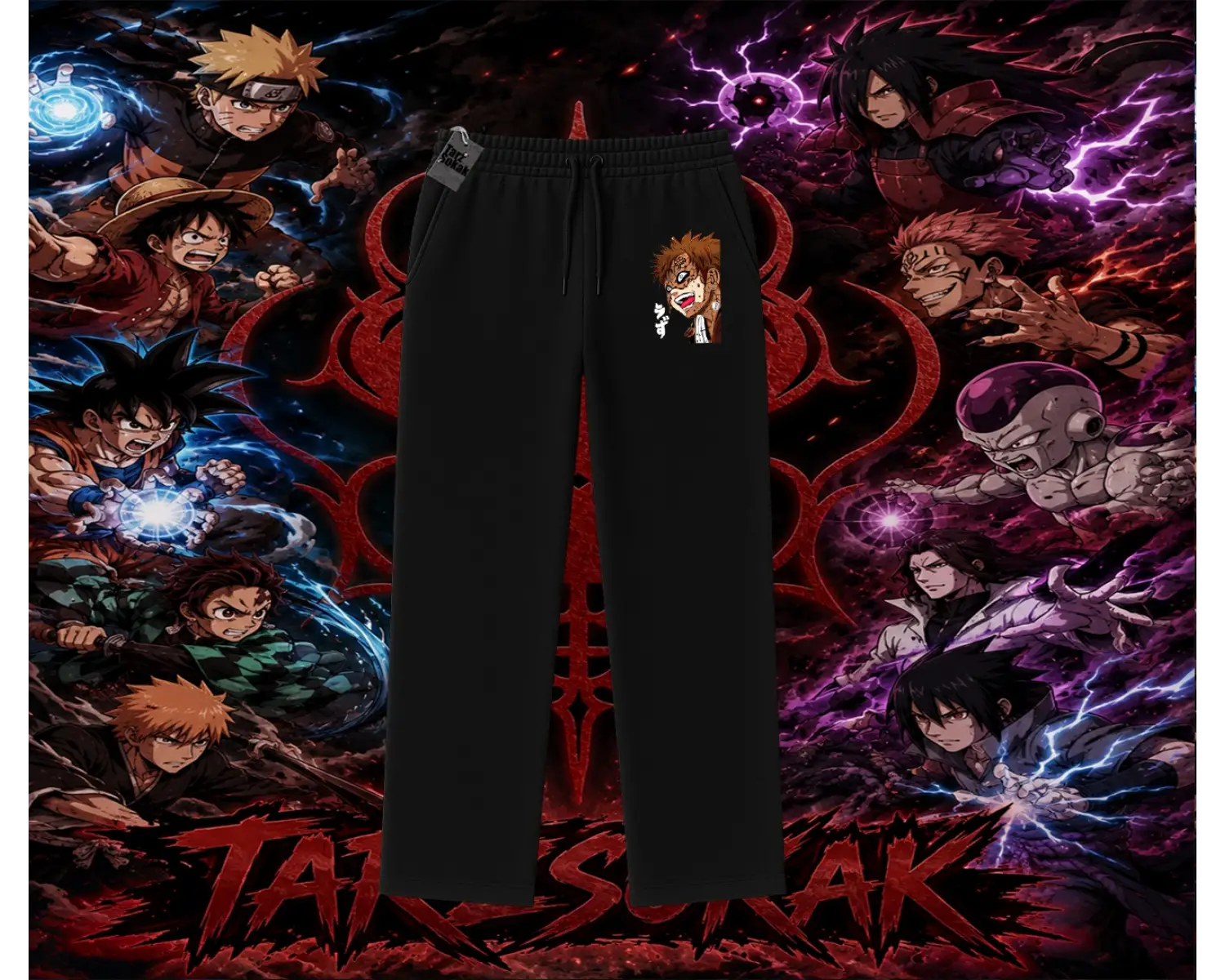 Gaara Naruto Anime Karakteri Unisex Baggy Eşofman Altı Beyaz