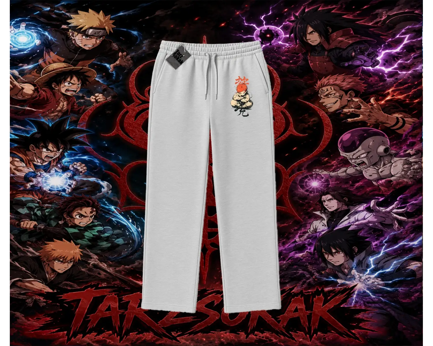 Gaara Naruto Anime Karakteri Unisex Baggy Eşofman Altı Beyaz