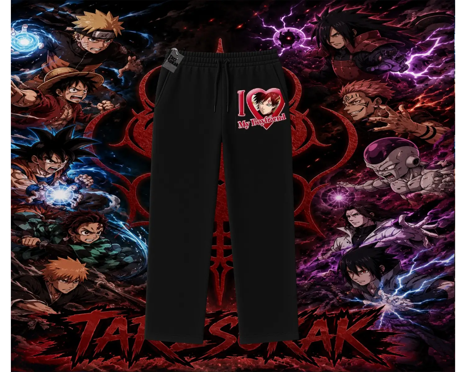 Gaara Naruto Anime Karakteri Unisex Baggy Eşofman Altı Beyaz