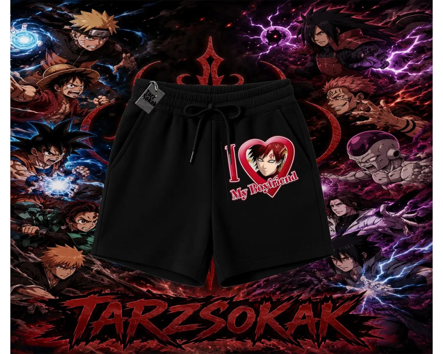 Gaara Naruto Anime Karakteri Unisex Şort Beyaz