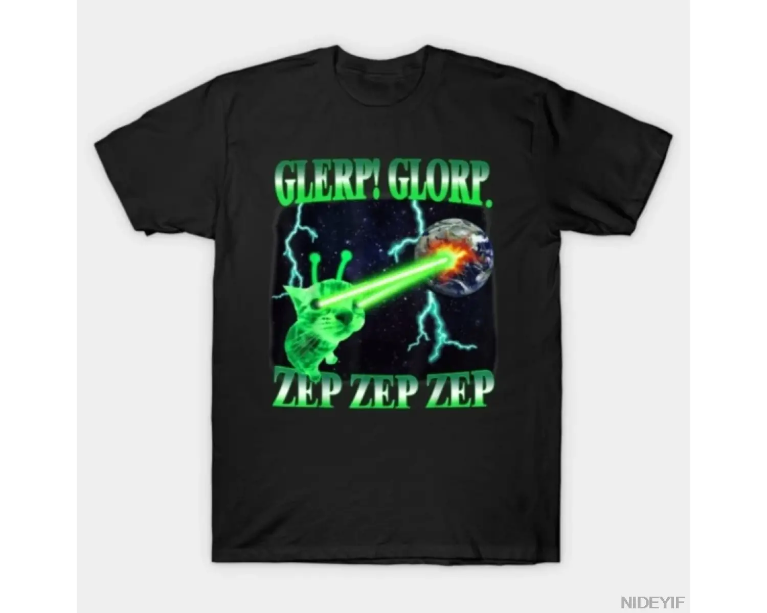 Galaktik Kedi Uzaylı Uzay Lazer Komik Meme T-shirt Erkekler Kadınlar Için % 100% Pamuk T Shir