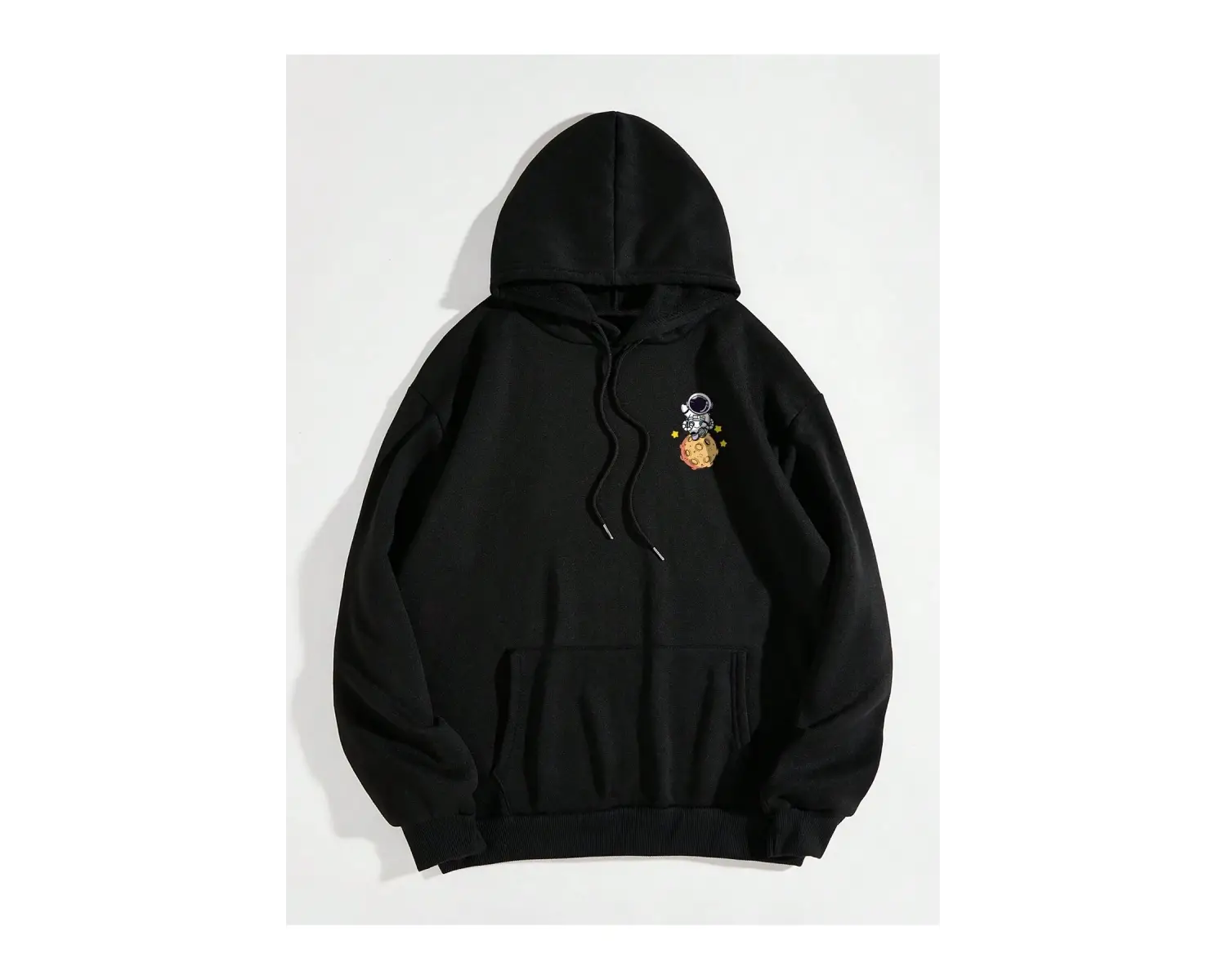 Galaxy Özel Baskılı Oversize Kapüşonlu Sweatshirt Siyah