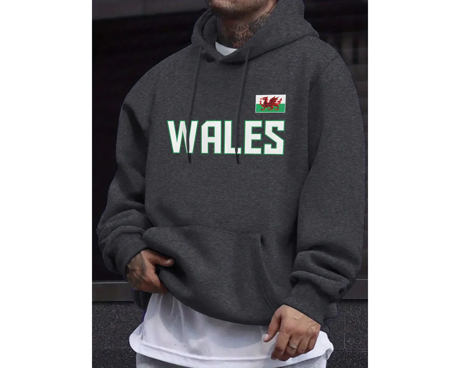 Galler Mektubu Ve Bayrak Baskılı Giysiler Erkek Sonbahar Günlük Sweatshirt 12 Renk Basit Soka