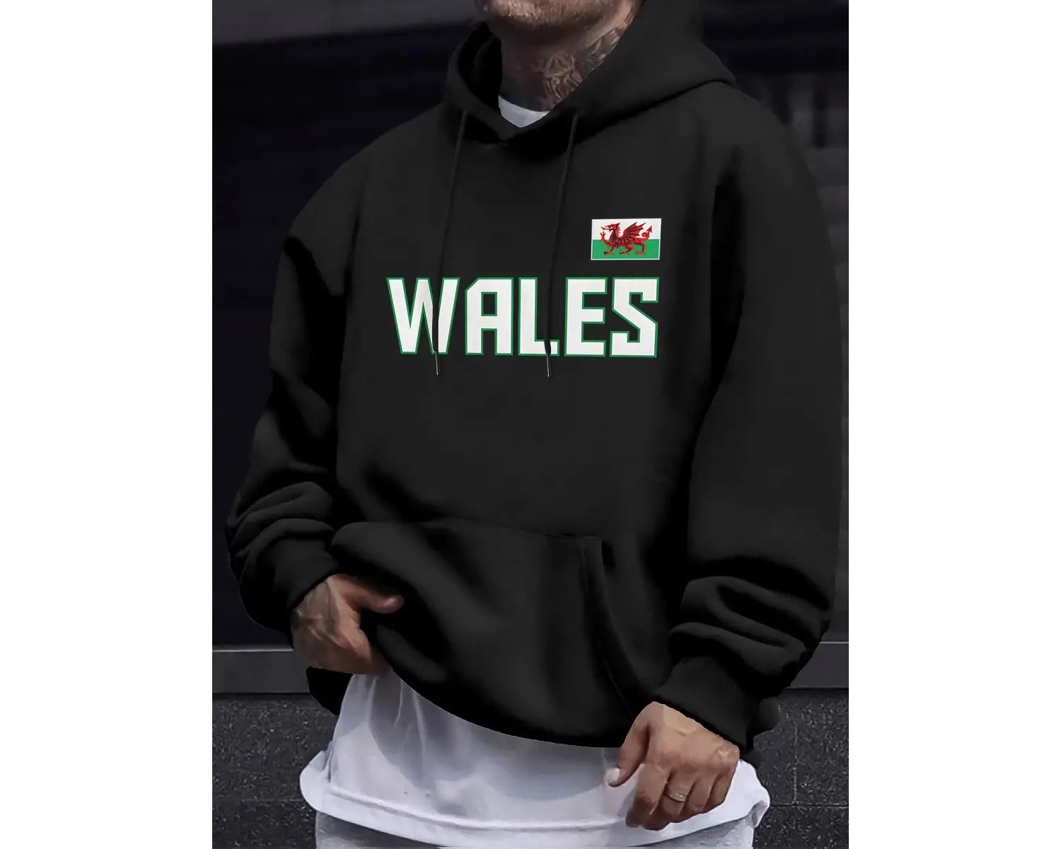 Galler Mektubu Ve Bayrak Baskılı Giysiler Erkek Sonbahar Günlük Sweatshirt 12 Renk Basit Soka