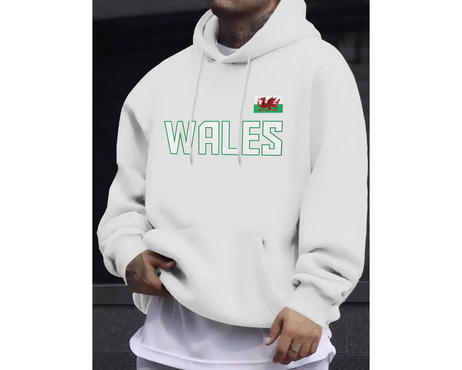 Galler Mektubu Ve Bayrak Baskılı Giysiler Erkek Sonbahar Günlük Sweatshirt 12 Renk Basit Soka