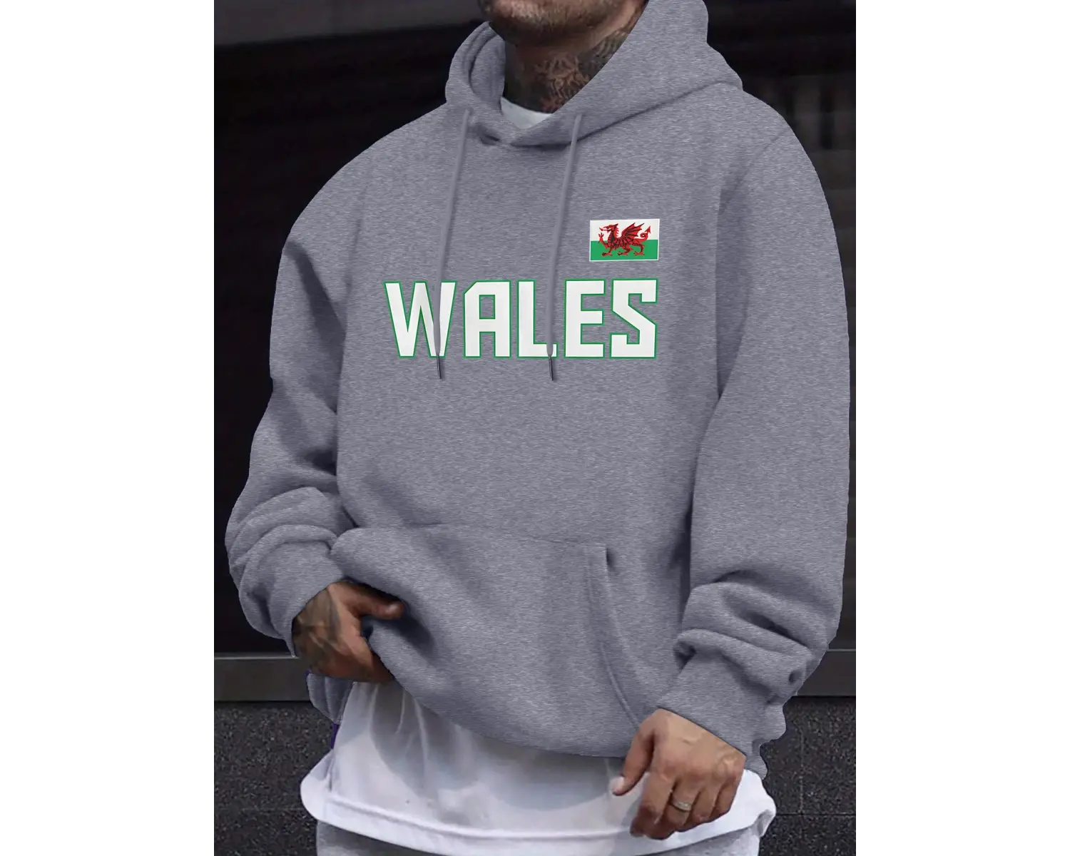 Galler Mektubu Ve Bayrak Baskılı Giysiler Erkek Sonbahar Günlük Sweatshirt 12 Renk Basit Soka