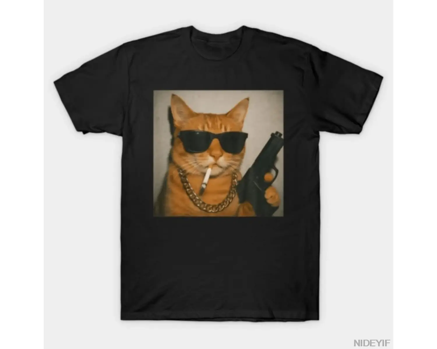 Gangster Cat Sigara İçen Gen Z Kedi T-shirt Erkekler Kadınlar Için % 100% Pamuk T Shirt Kısa