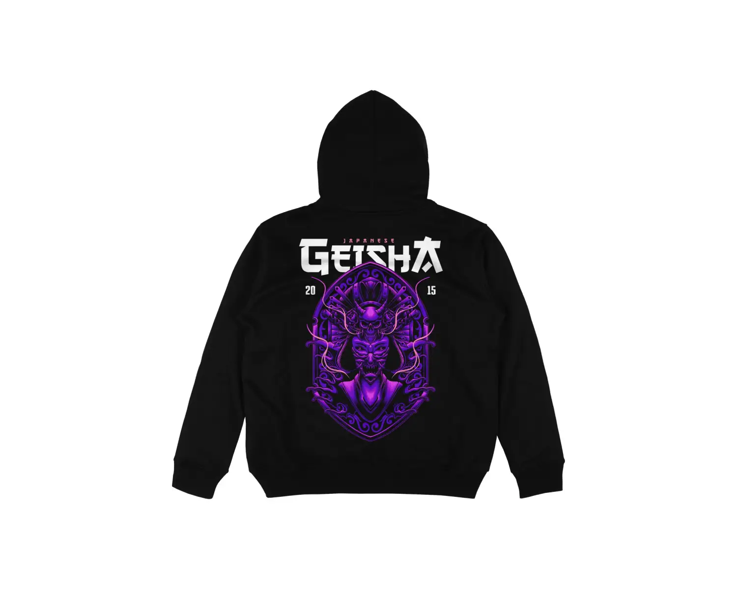 Geisha v2 Oversize Unisex Kapüşonlu Sweatshirt Hoodie Siyah