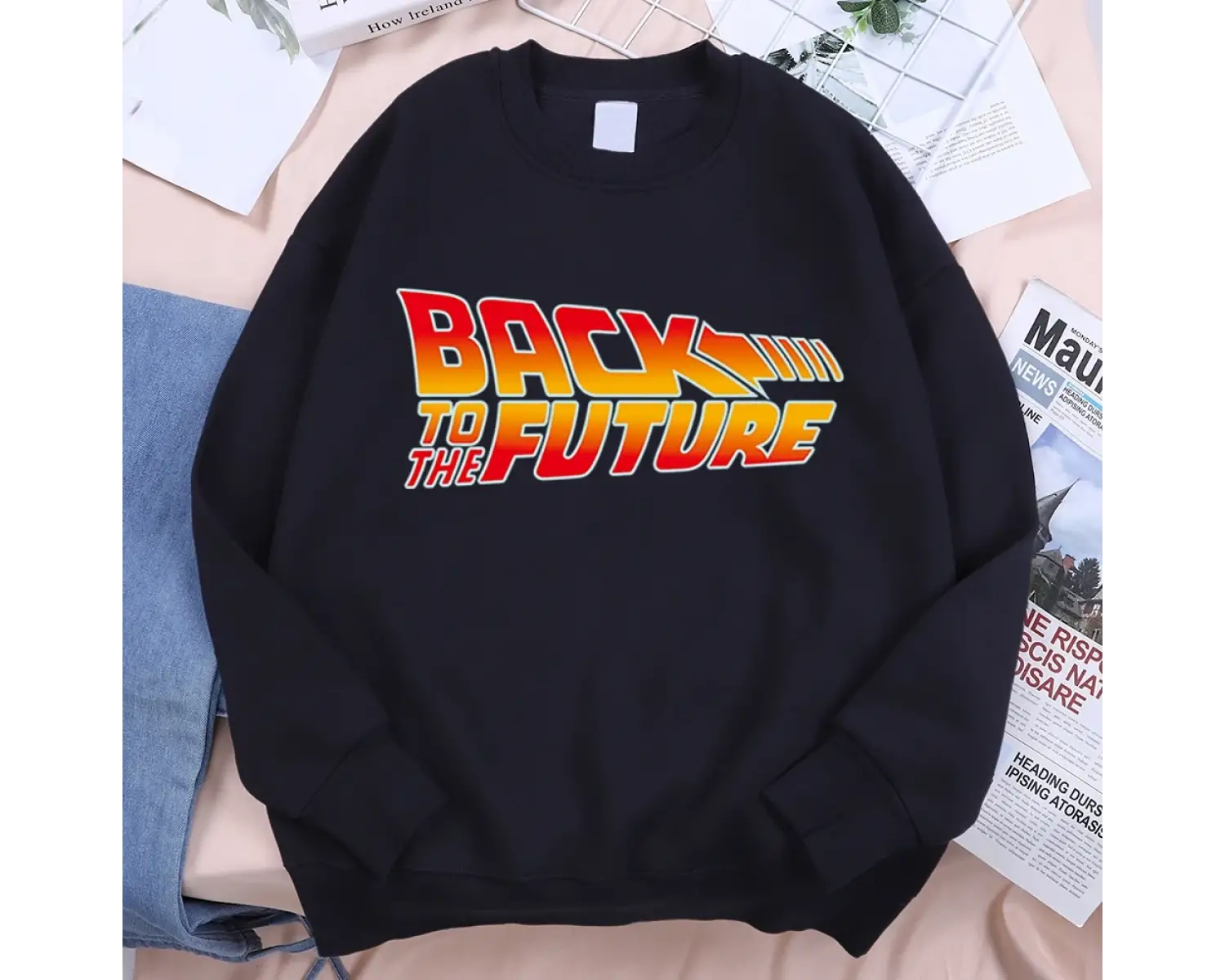 Geleceğe geri film logosu Hoodie erkekler Vintage Casual Hoody Anime gevşek kazak Harajuku po