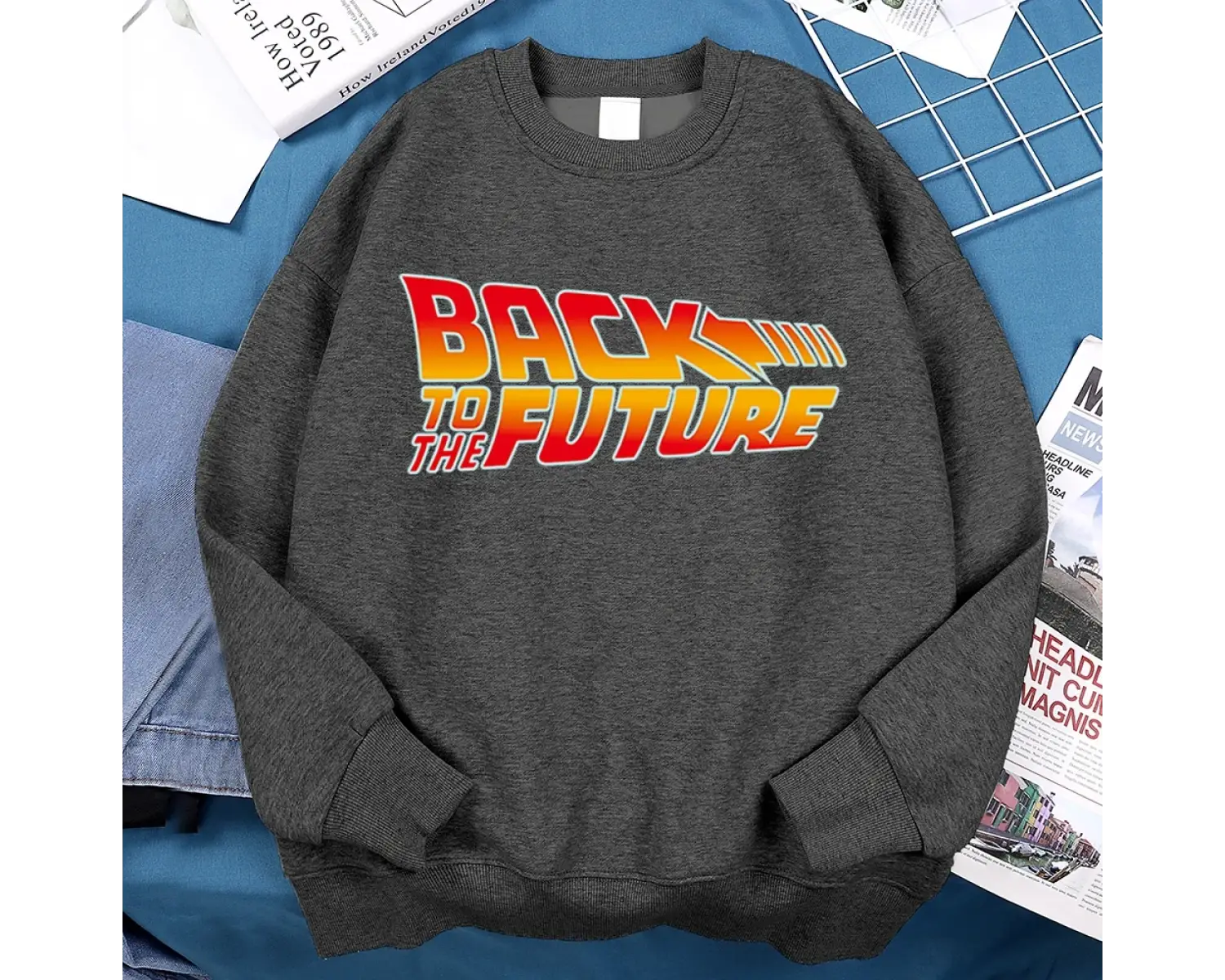 Geleceğe geri film logosu Hoodie erkekler Vintage Casual Hoody Anime gevşek kazak Harajuku po