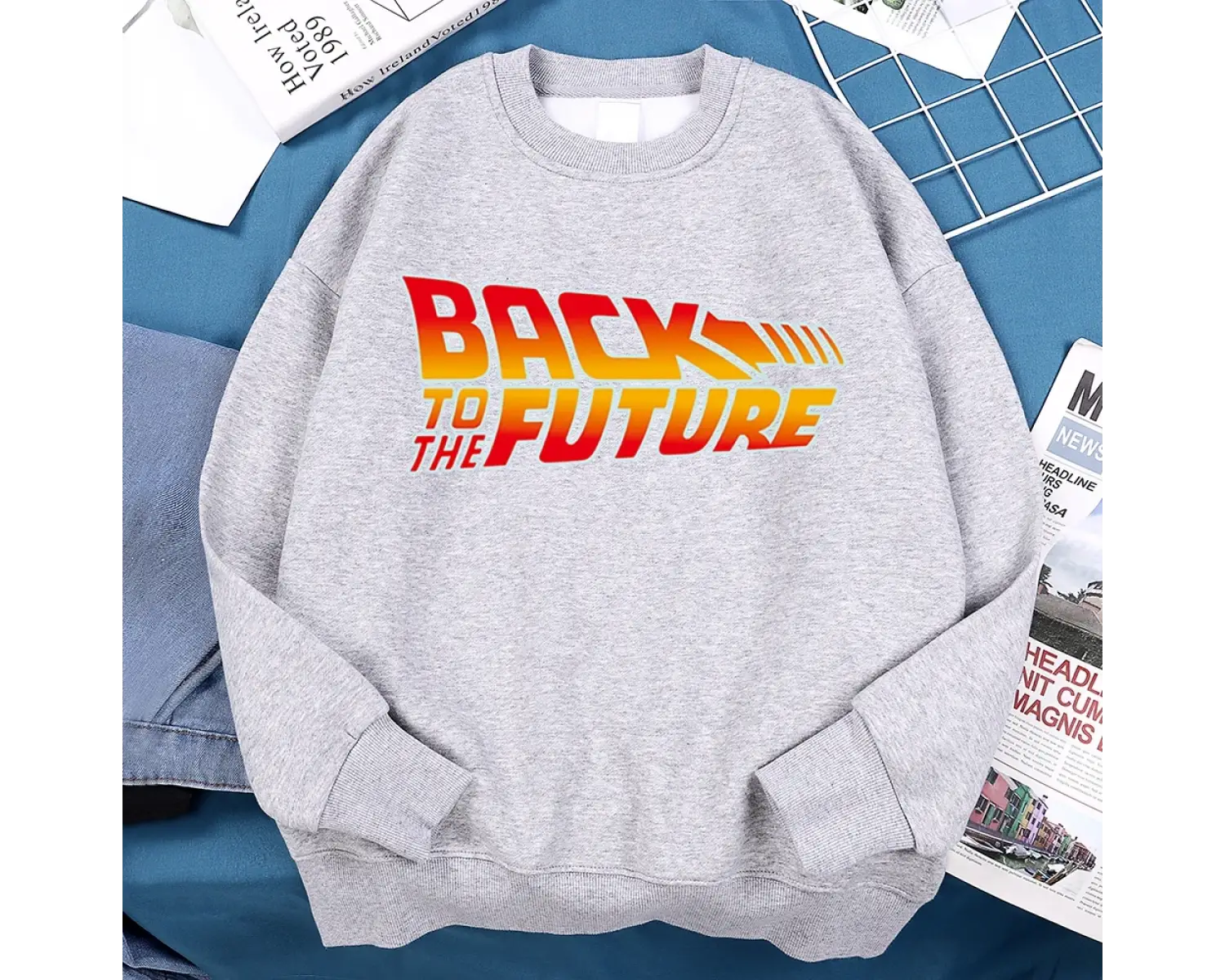 Geleceğe geri film logosu Hoodie erkekler Vintage Casual Hoody Anime gevşek kazak Harajuku po