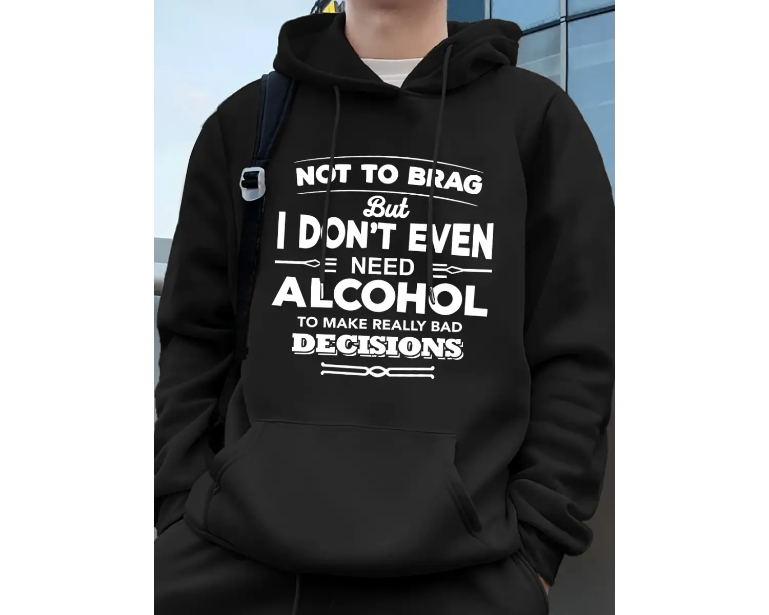 Gerçekten Kötü Kararlar Verin Baskılı Erkek Kapüşonlu Üstü Sonbahar Bol Sweatshirt Hip Hop Ce