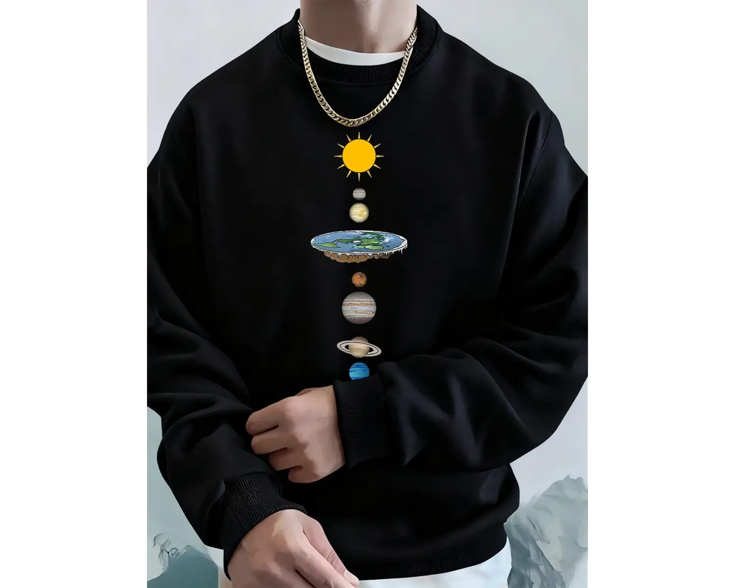 Gezegensel Evren Baskı Erkek Tişörtü Kış Polar Sıcak Kapüşonlular Kore Gevşek Bisiklet Yaka S