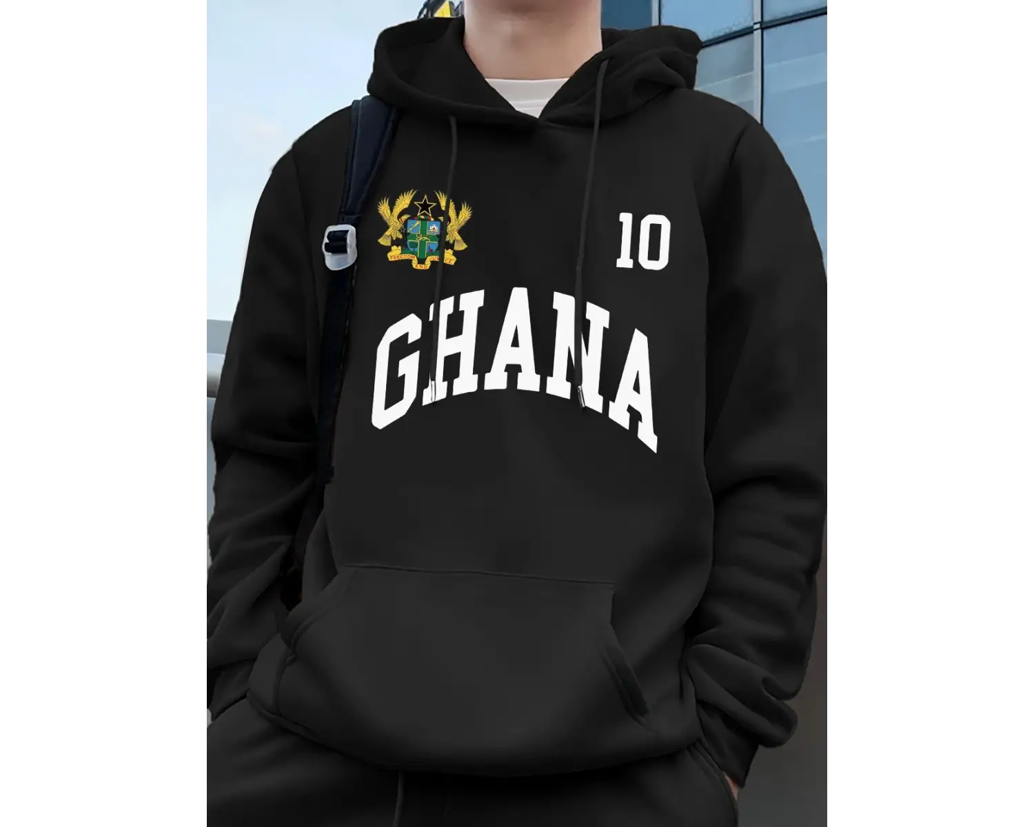 Ghana Emblem Letter Printing Hoodie Mens Winter Fleece Warm Pullover Jogging Pocket Sweatshir