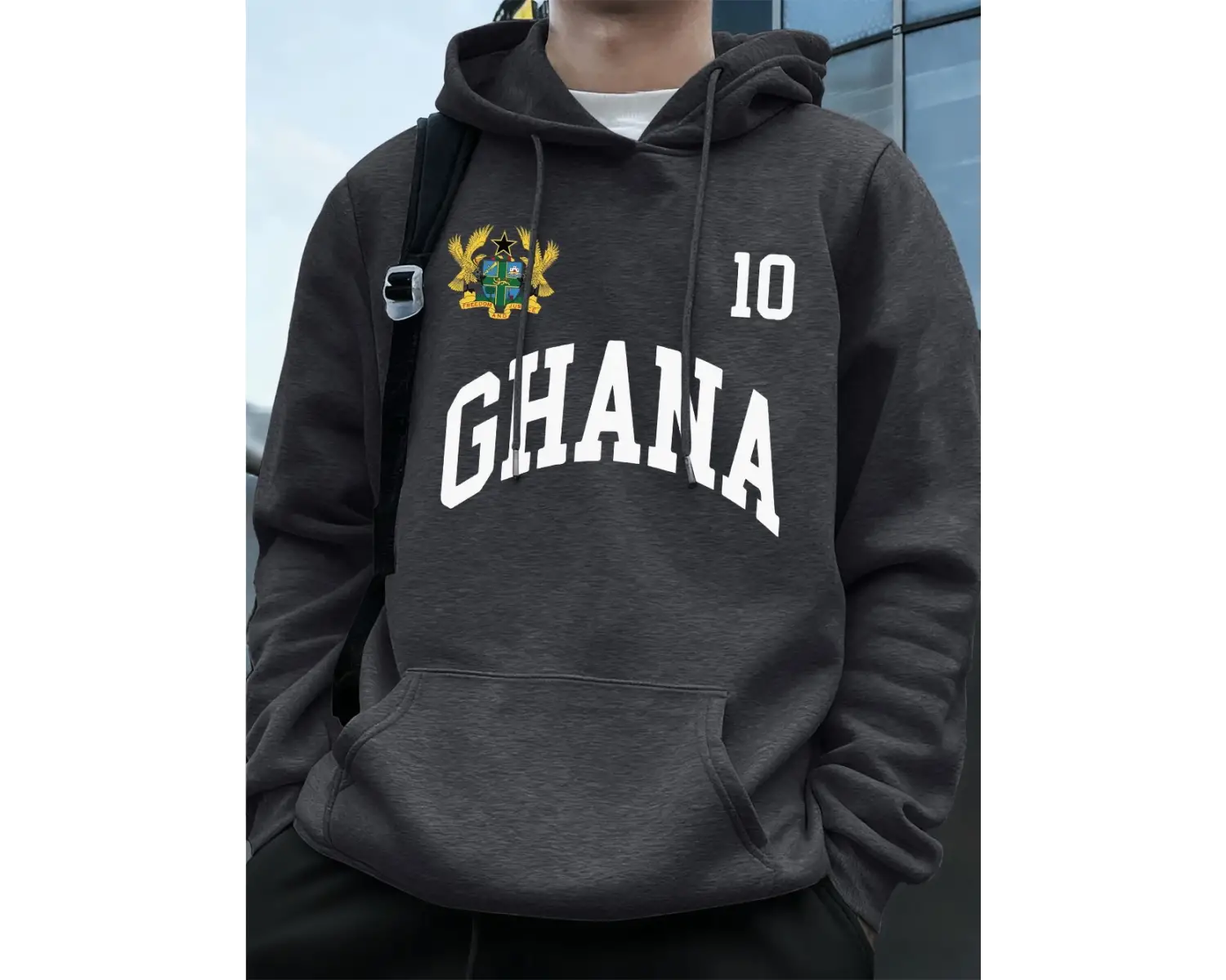 Ghana Emblem Letter Printing Hoodie Mens Winter Fleece Warm Pullover Jogging Pocket Sweatshir