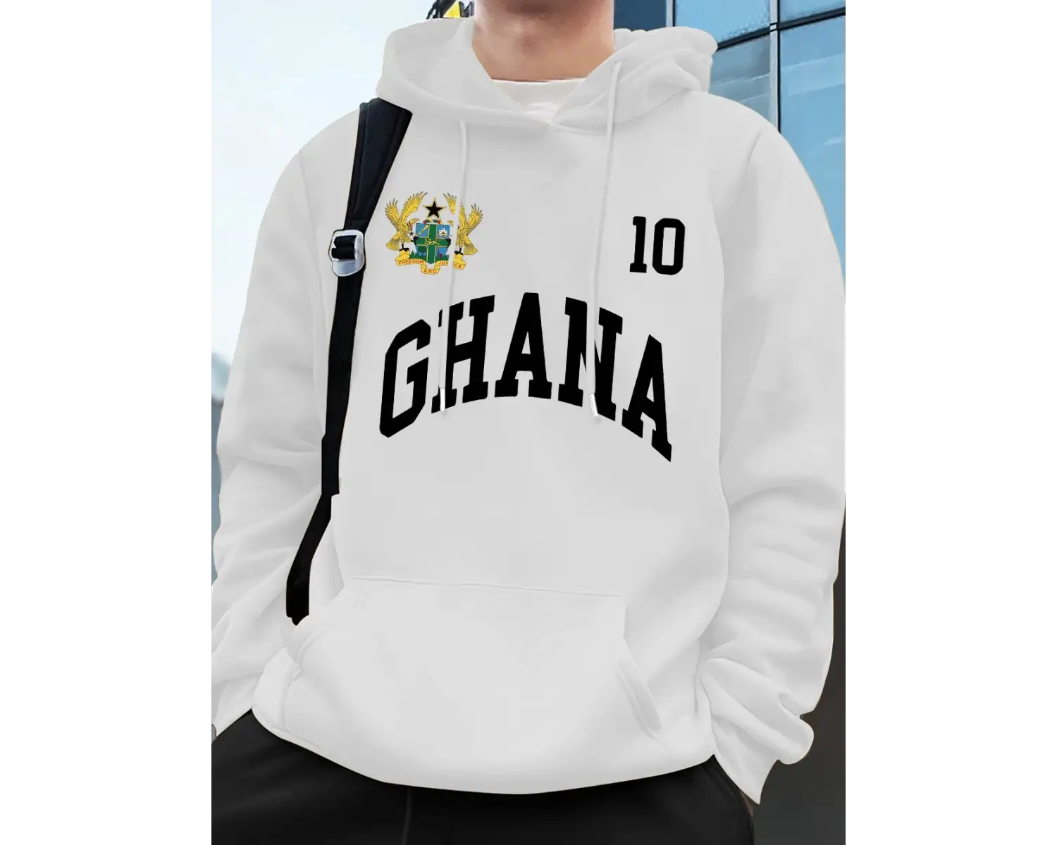 Ghana Emblem Letter Printing Hoodie Mens Winter Fleece Warm Pullover Jogging Pocket Sweatshir