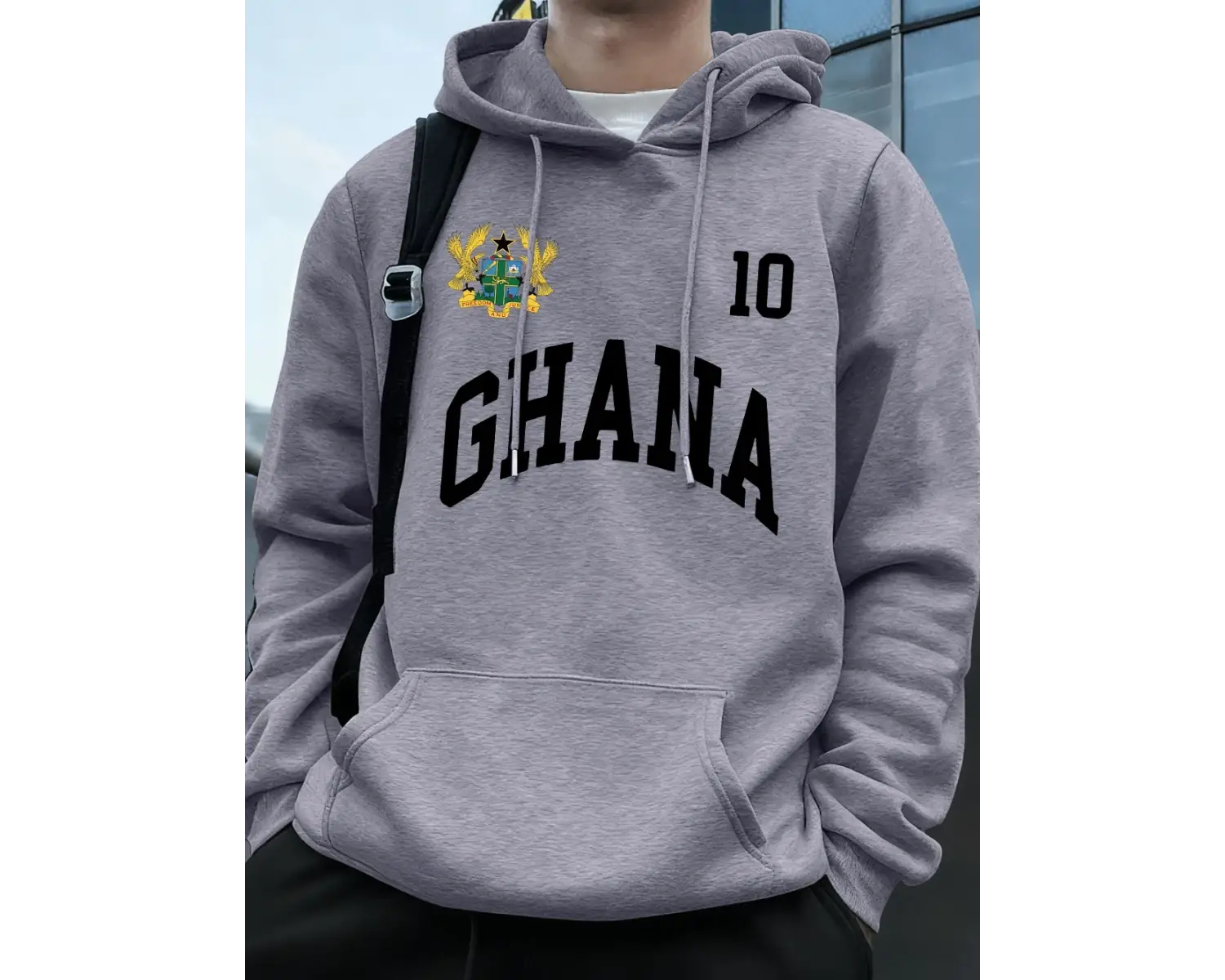 Ghana Emblem Letter Printing Hoodie Mens Winter Fleece Warm Pullover Jogging Pocket Sweatshir