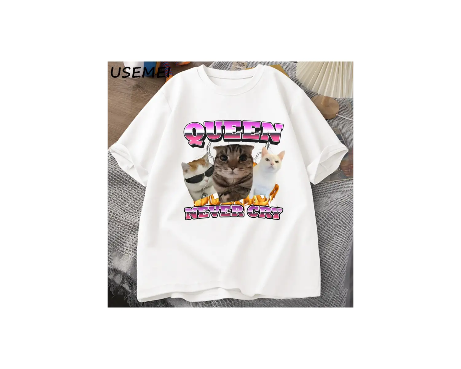 Goofy Cat kedi T Shirt Meme Dank Cursed Weirdcore Cringey t-shirt erkekler kadınlar ben çok a 2857