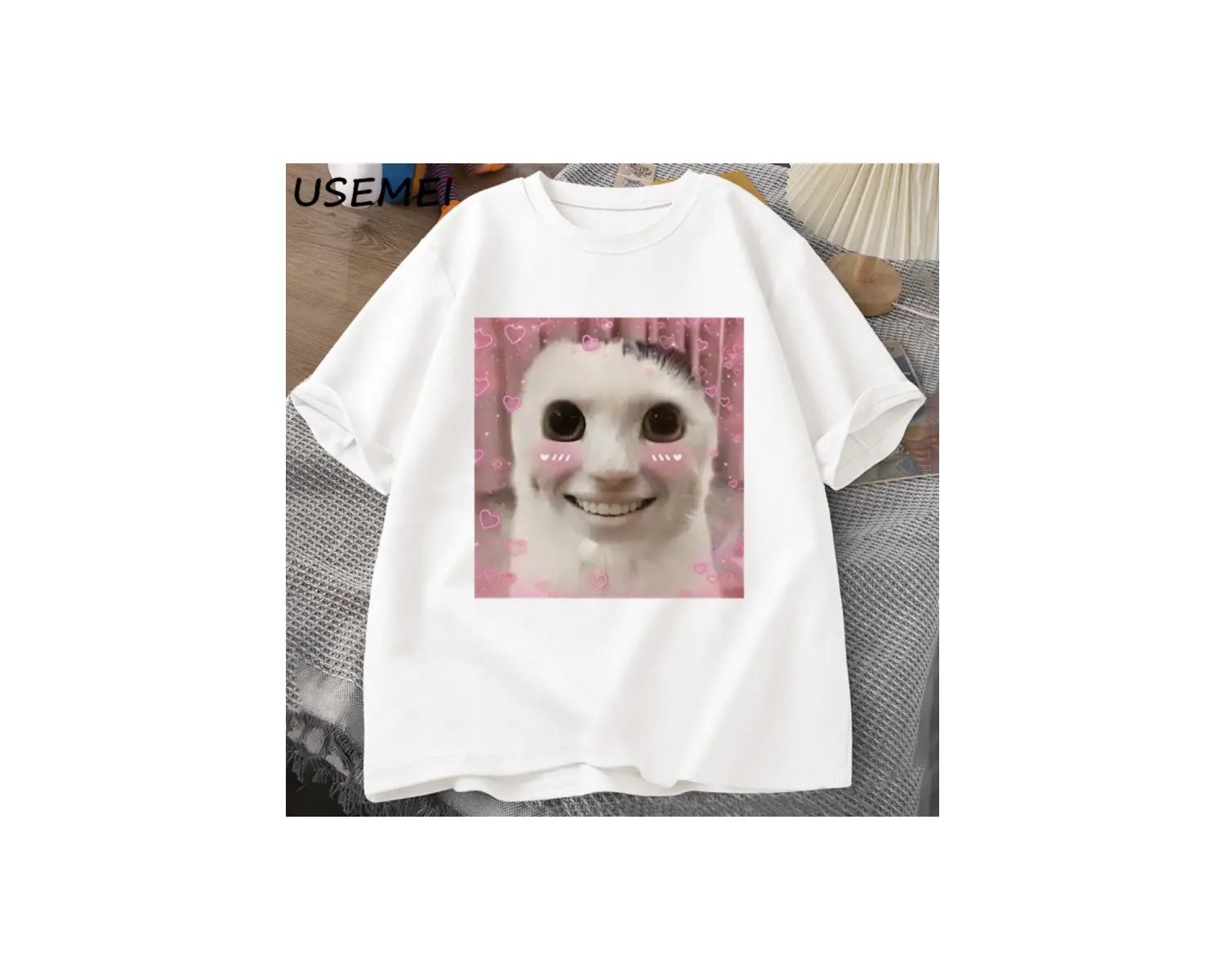 Goofy Cat kedi T Shirt Meme Dank Cursed Weirdcore Cringey t-shirt erkekler kadınlar ben çok a 2857