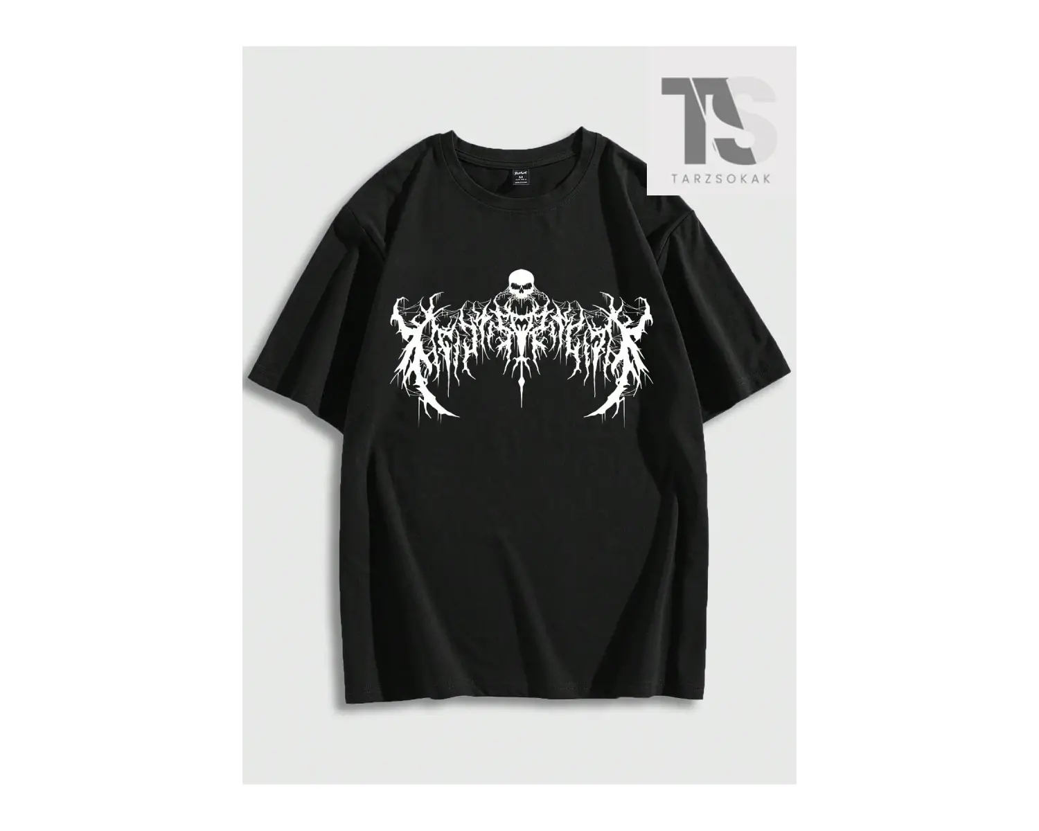 Goth Erkek Çapraz ve Kanatlı Baskılı Tişört