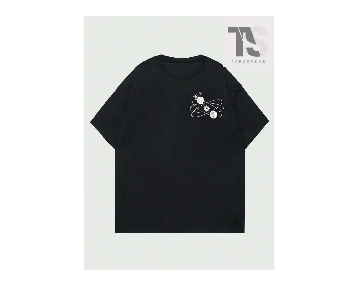 Goth Erkek Geometrik Baskılı Yuvarlak Yaka T-Shirt