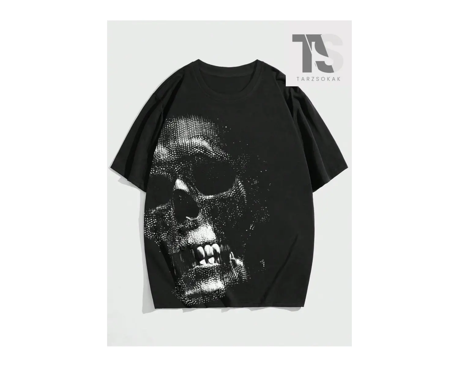 Goth Erkek İskelet Grafikli Tişört