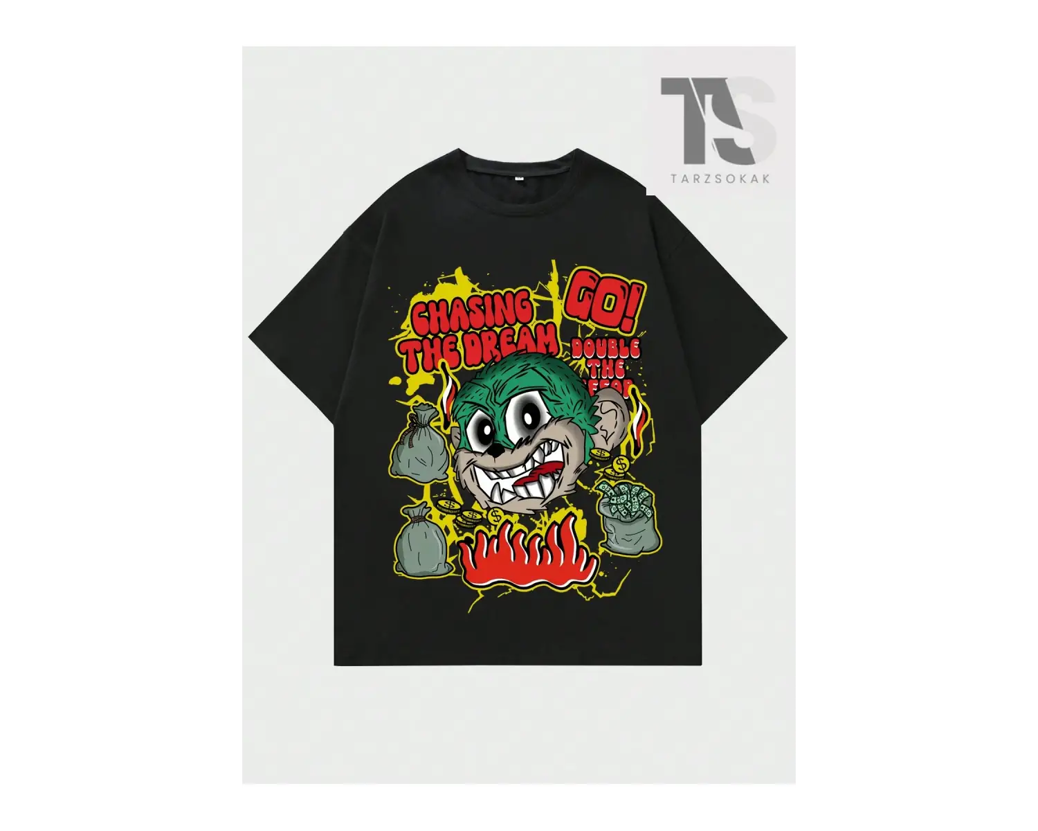 Goth Erkek Kafatası ve Çapraz Baskılı Tişört