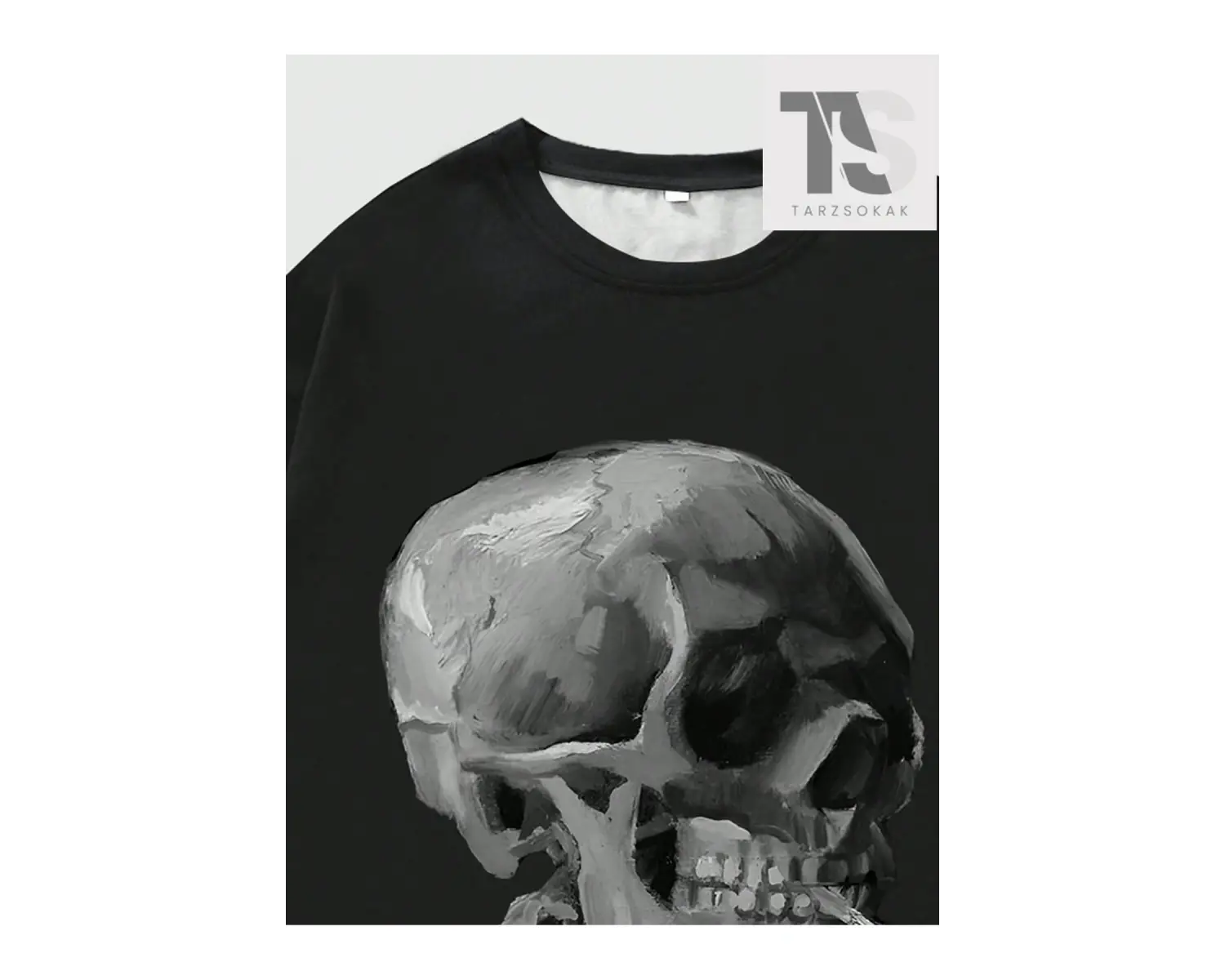 Goth Erkek Koyu Gotik Kafatası Baskılı T-Shirt