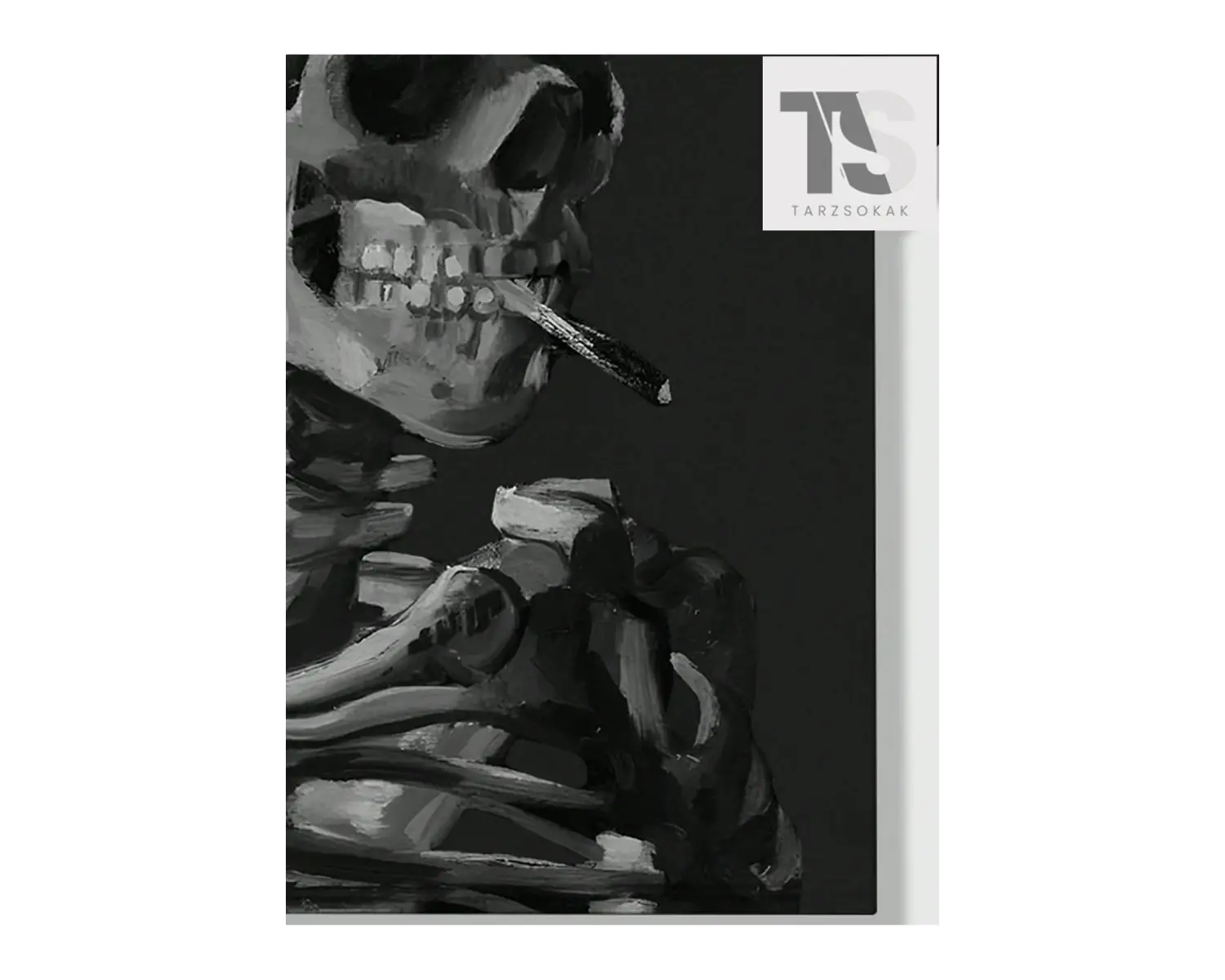 Goth Erkek Koyu Gotik Kafatası Baskılı T-Shirt