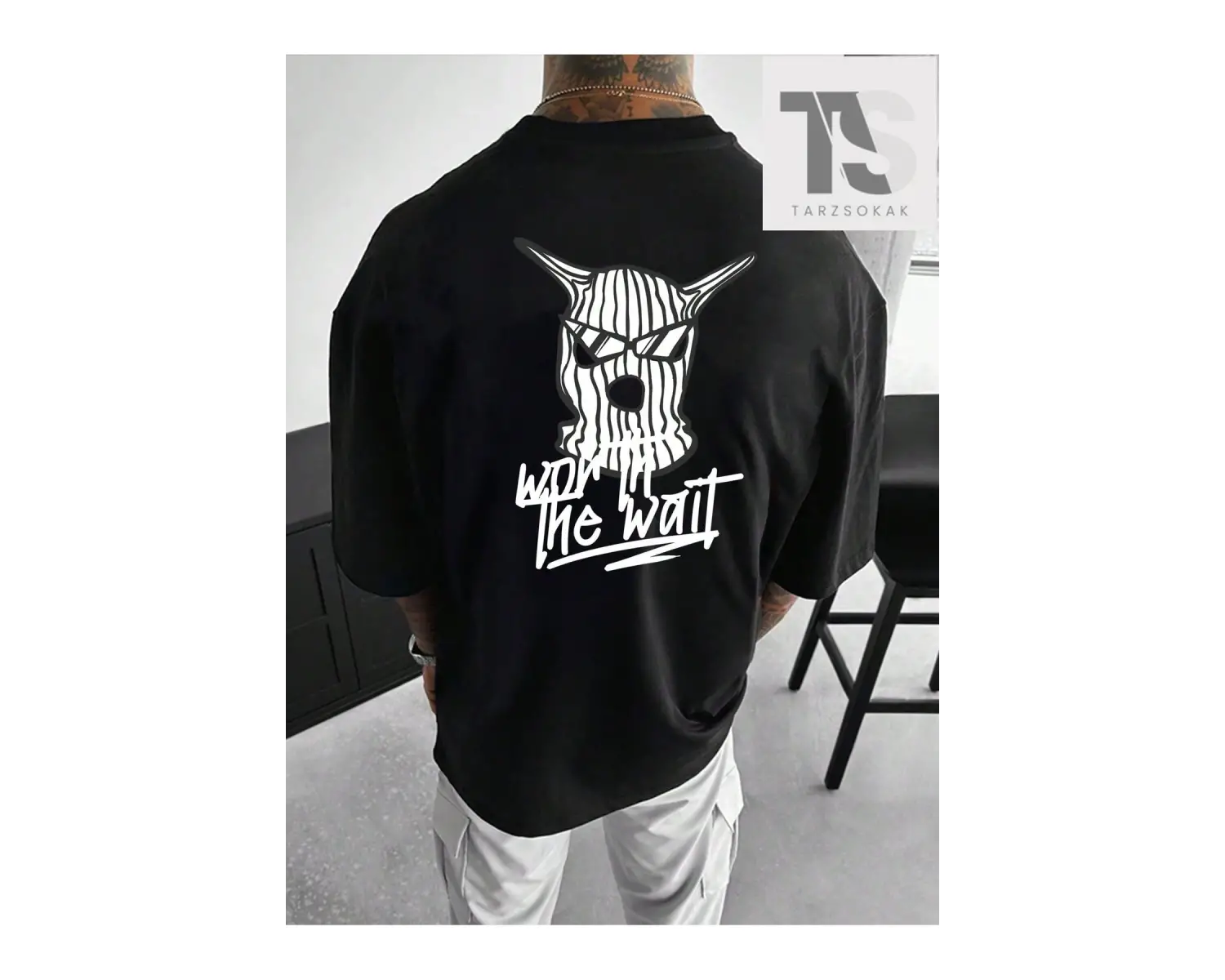 Goth Erkek Örümcek Baskı Ve Harf Grafik Kısa Kollu Tişört