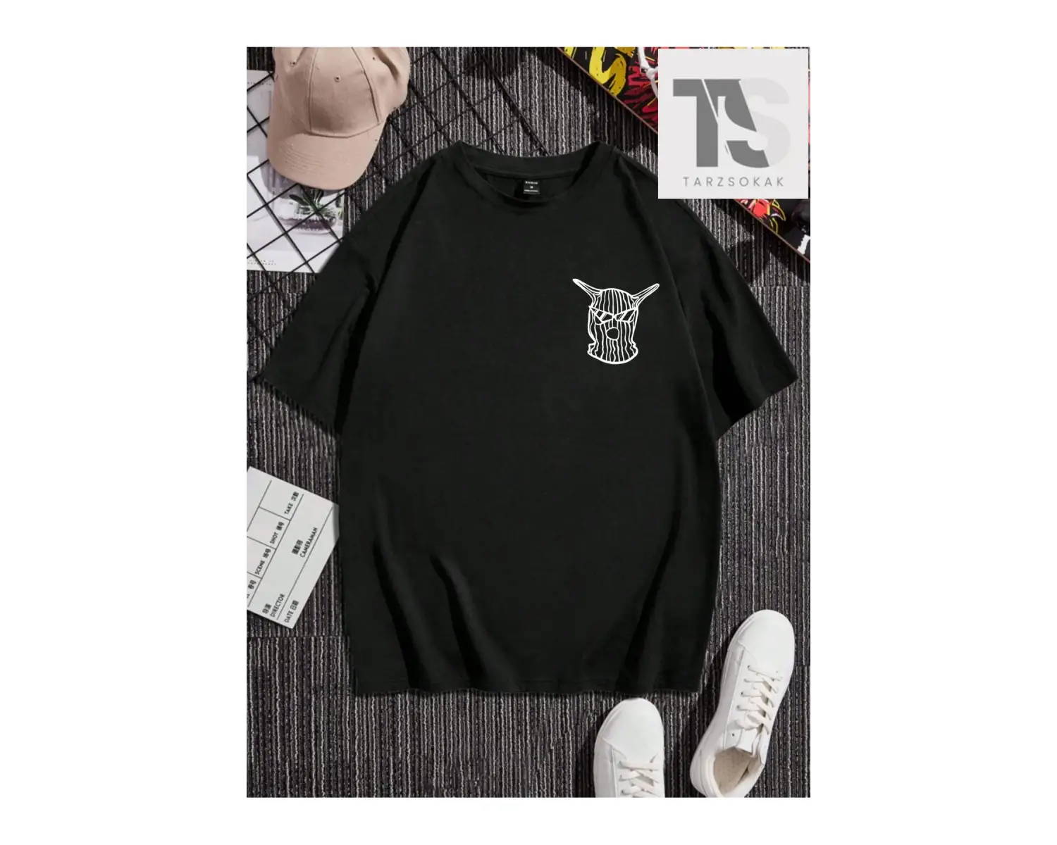 Goth Erkek Örümcek Baskı Ve Harf Grafik Kısa Kollu Tişört