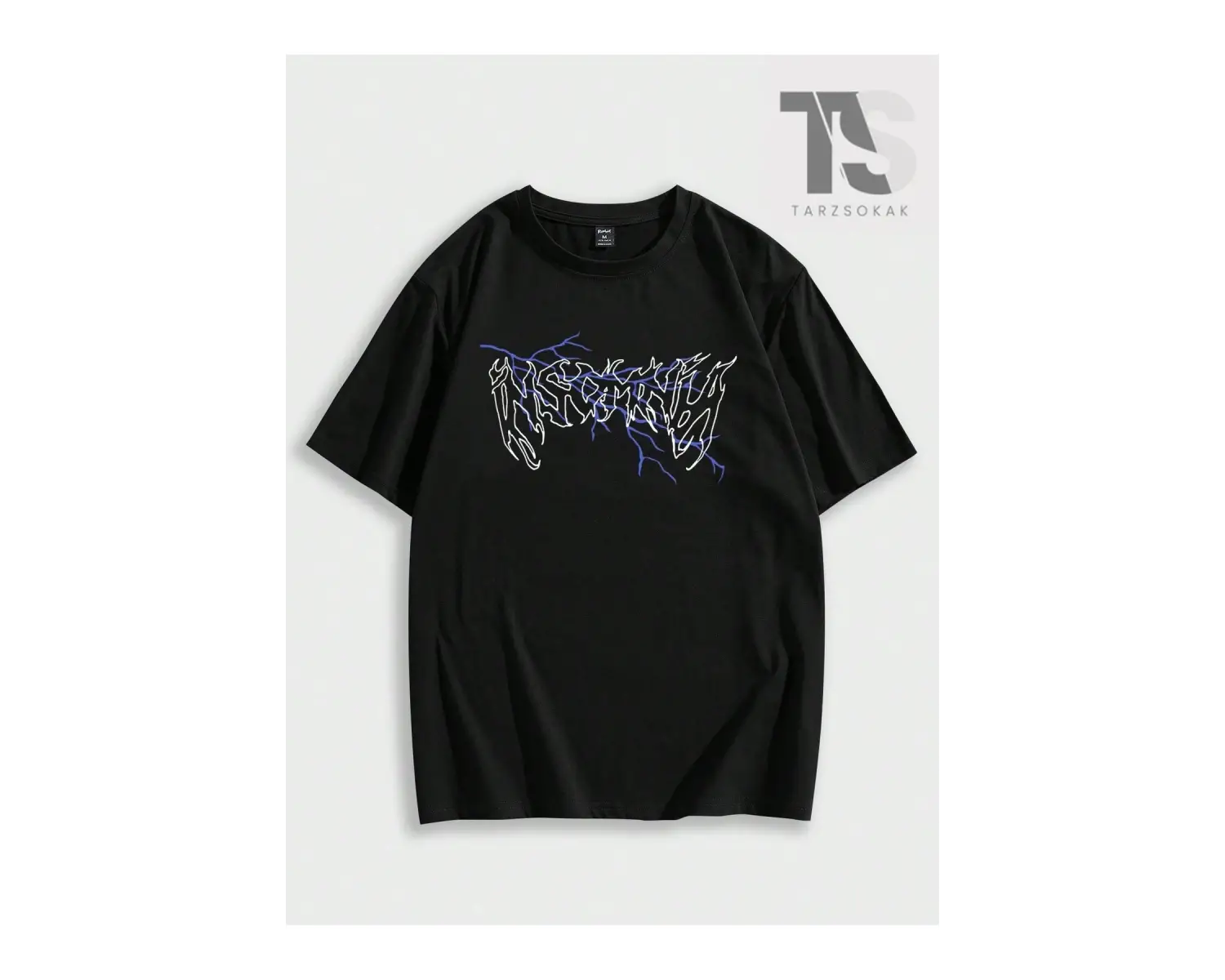 Goth Erkek Pamuk Harfli Yıldırım Grafikli Tişört