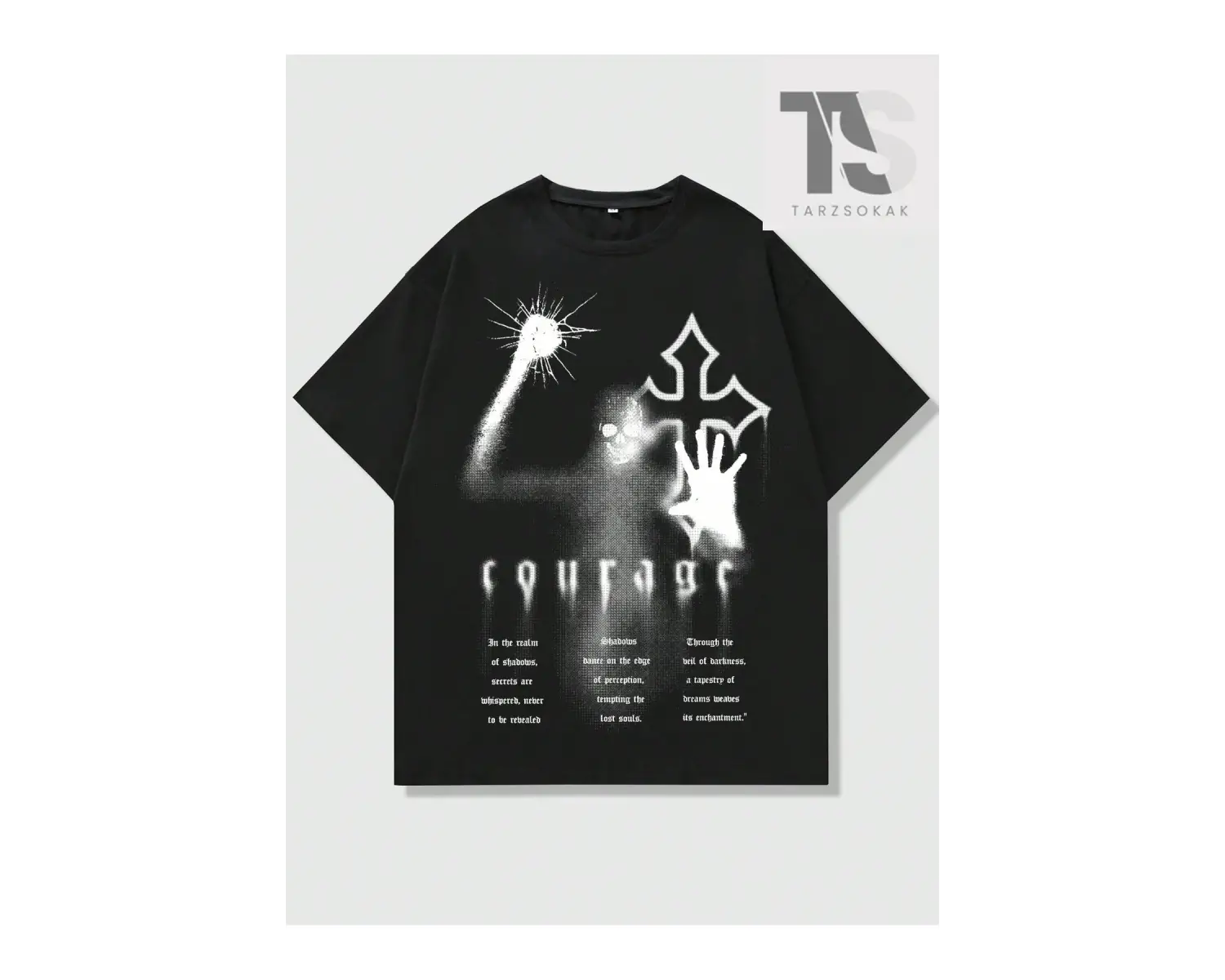 Goth Erkek Slogan Baskılı Kısa Kollu Tişört