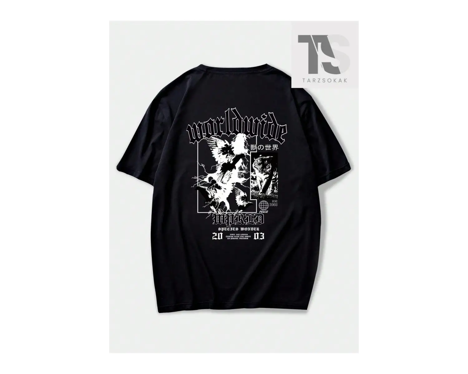 Goth Erkek Slogan Baskılı Yuvarlak Yaka T-Shirt