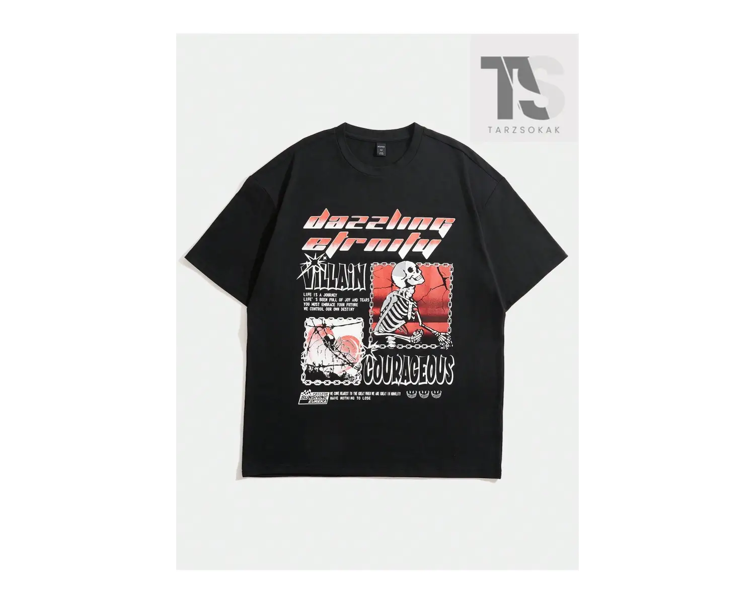 Goth Erkek Sloganlı ve Grafik Baskılı Tişört