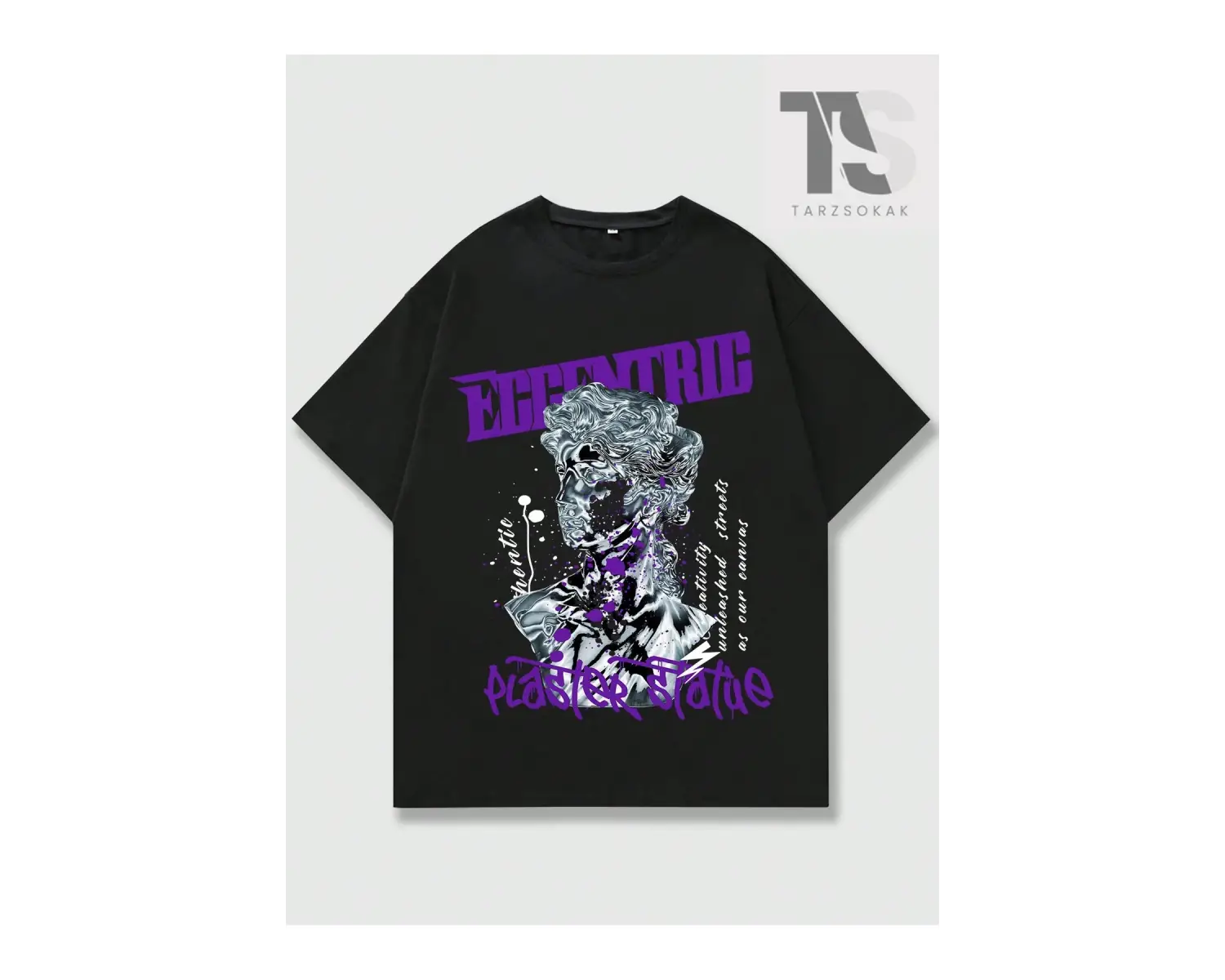 Goth Erkekler Çapraz Harf Grafikli Tişört