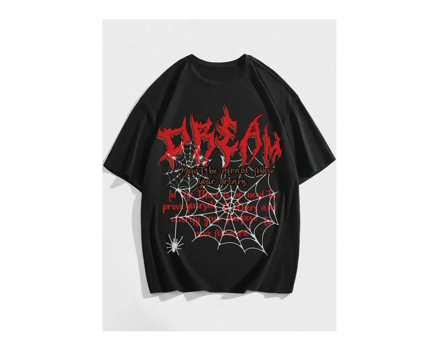 Goth Guys Mektup ve Örümcek Ağı Baskılı Harajuku Style