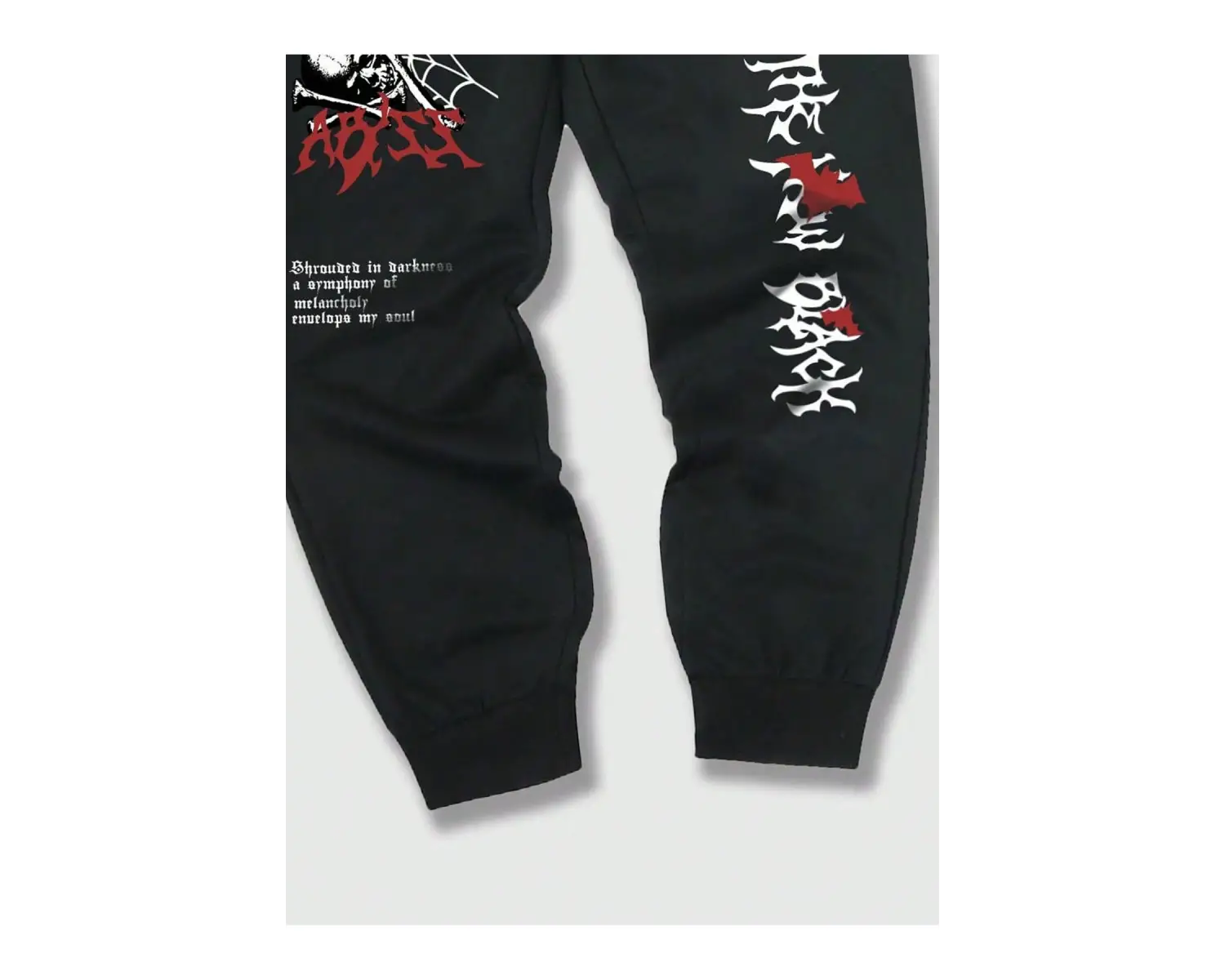 Goth Guys Skull & Slogan Graphic Drawstring Waist Eşofman Altı