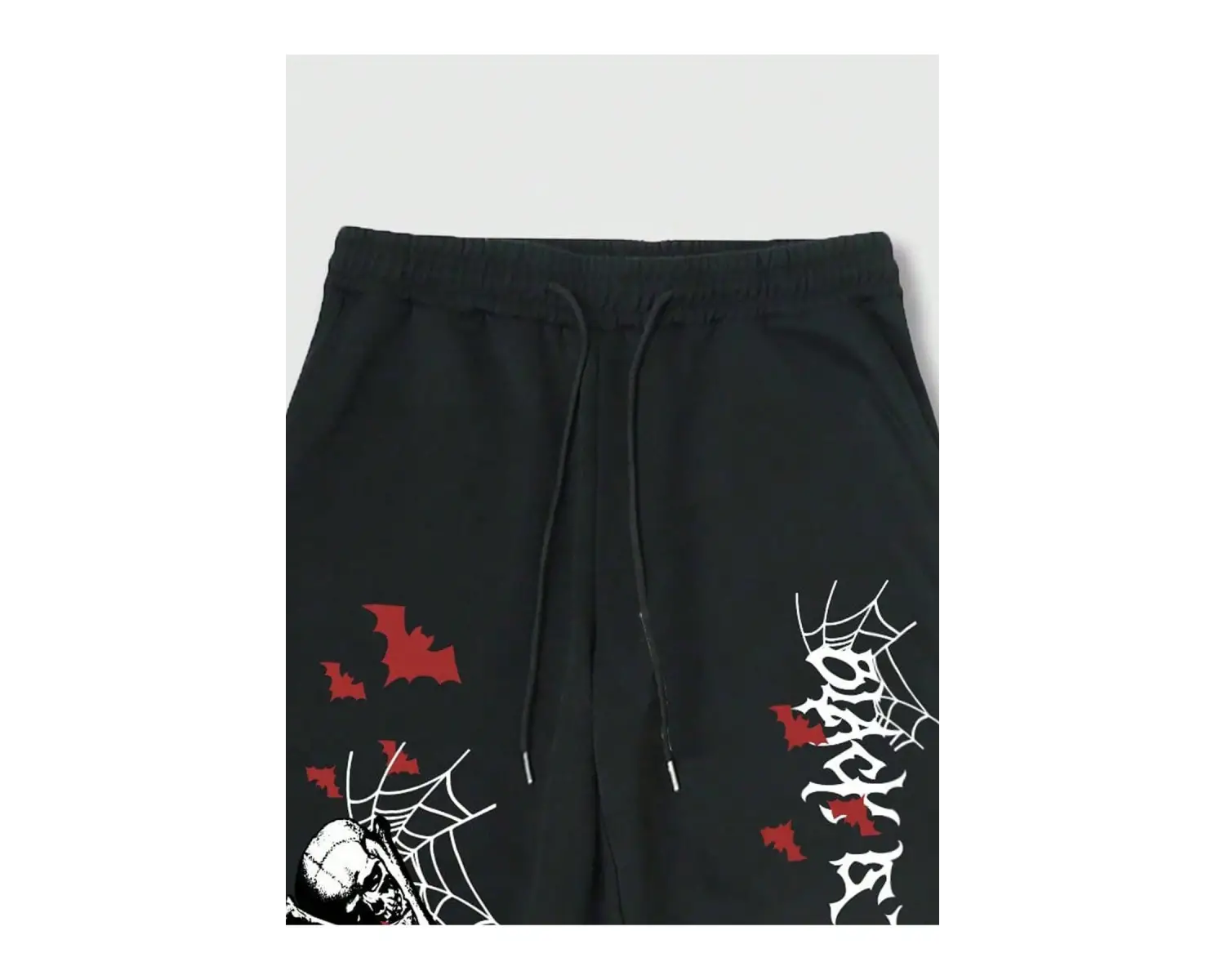 Goth Guys Skull & Slogan Graphic Drawstring Waist Eşofman Altı