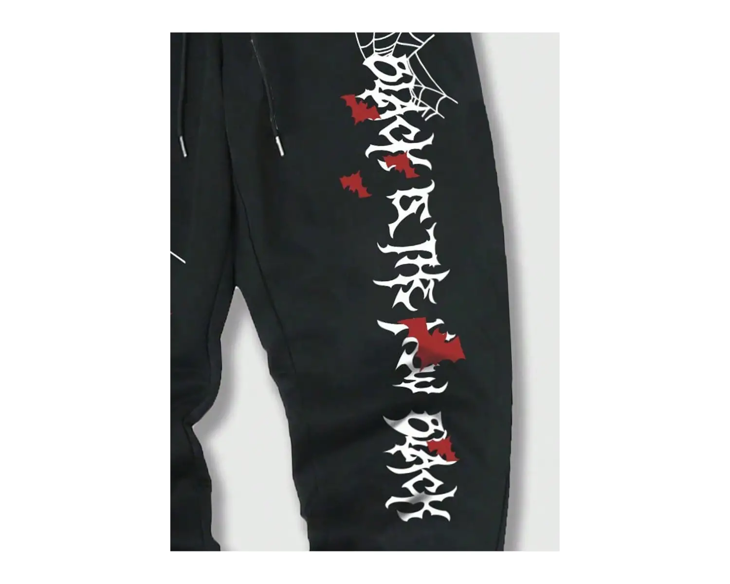 Goth Guys Skull & Slogan Graphic Drawstring Waist Eşofman Altı