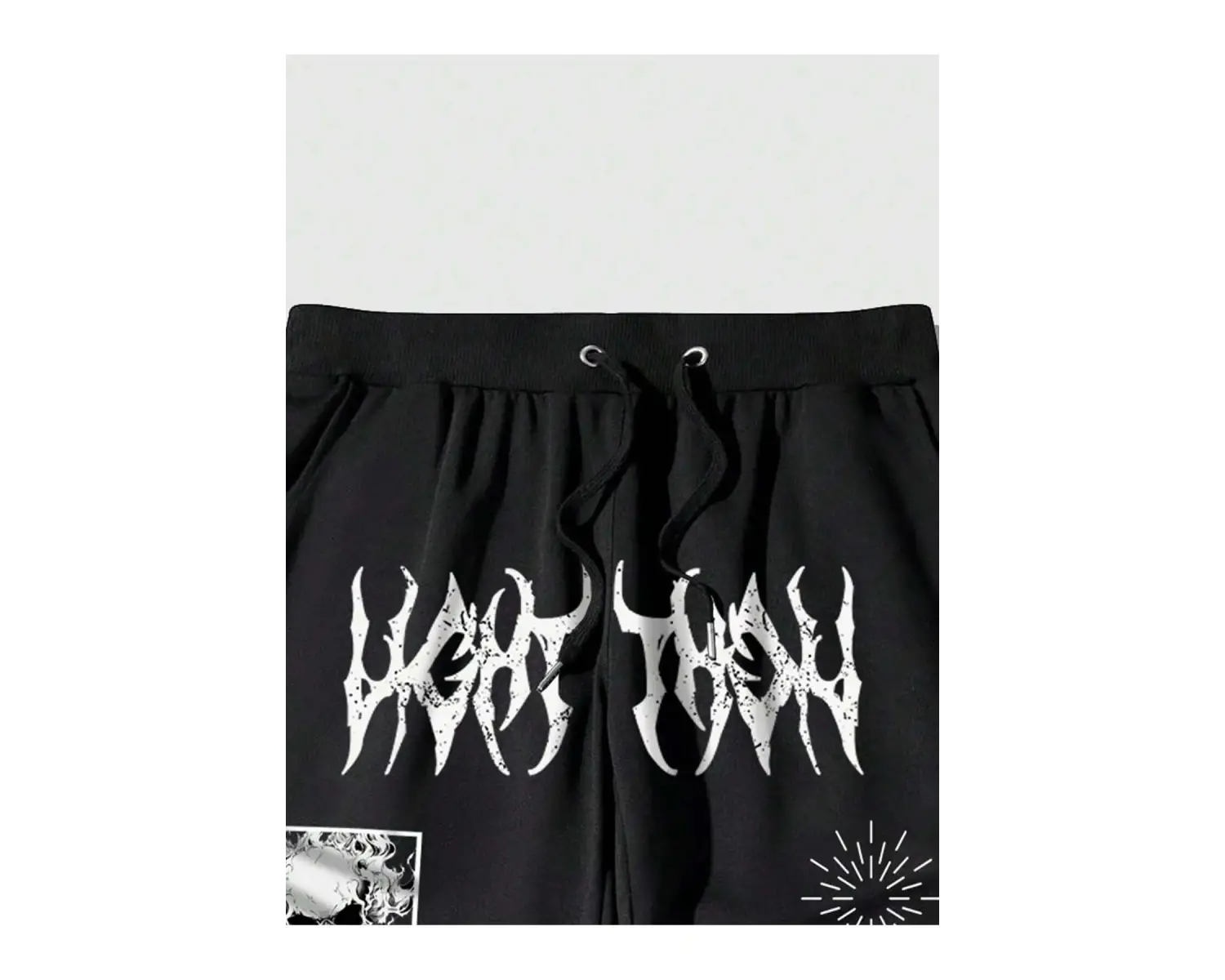 Goth Guys Slogan & Skull & Spider Graphic Drawstring Waist Eşofman Altı