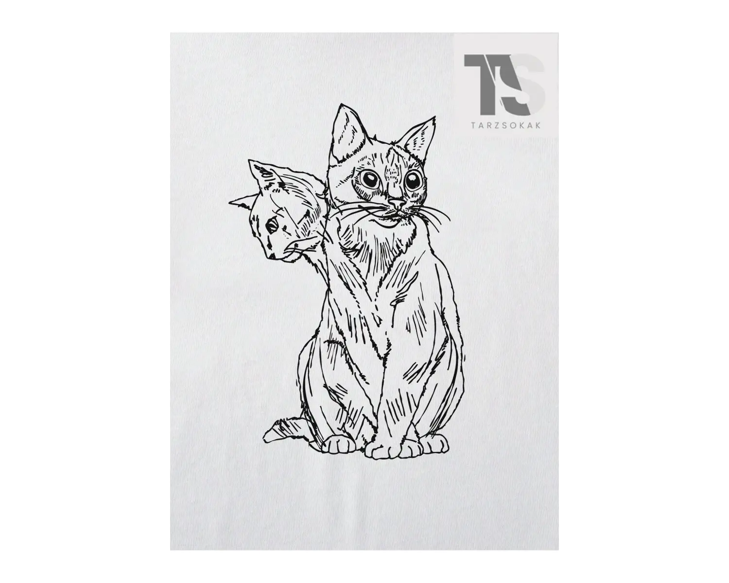 Goth Kadın Casual Kedi Baskılı T-Shirt