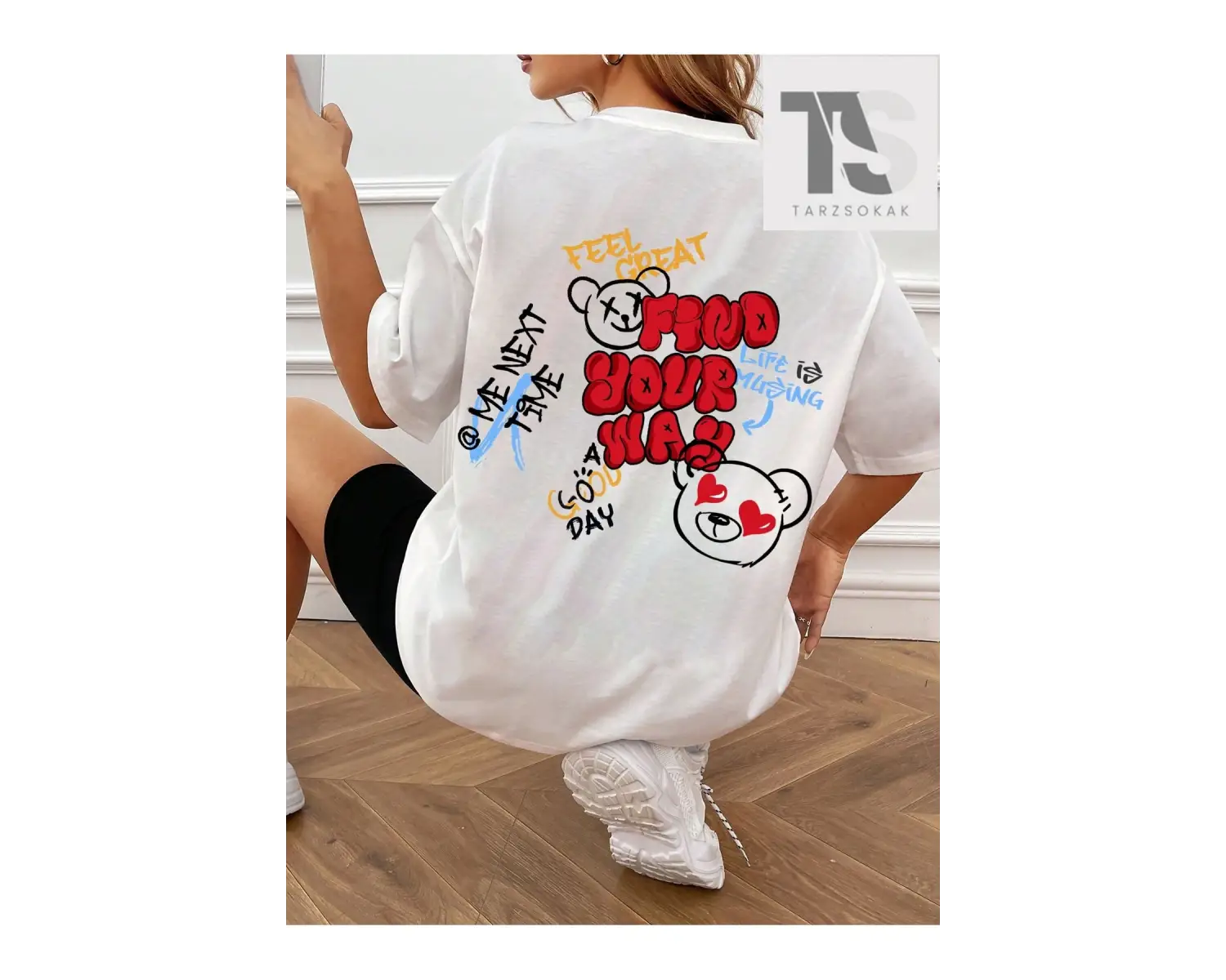 Goth Karikatür Grafik Düşük Omuz Tişört