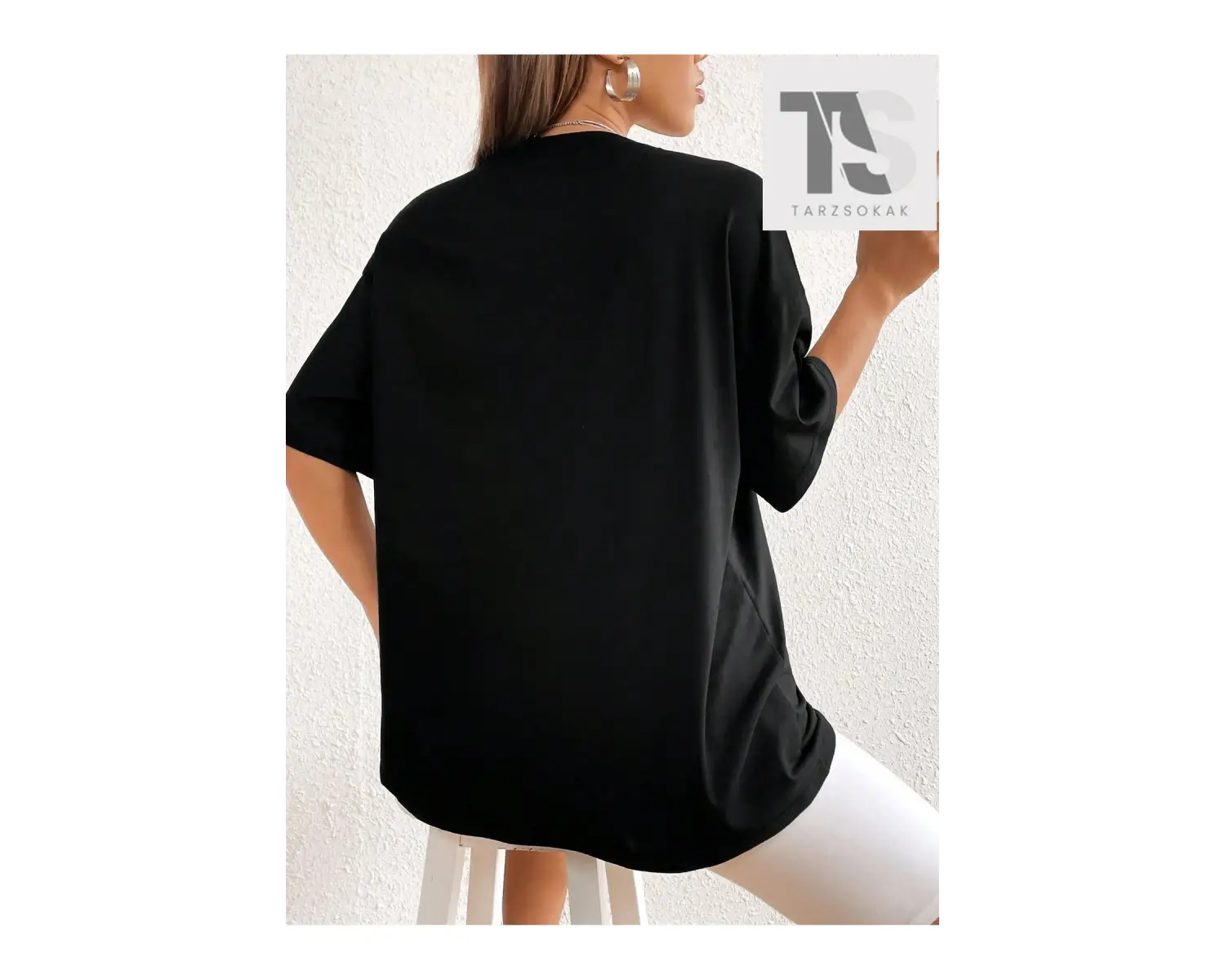 Goth Kedi Baskılı Büyük Boy Tişört