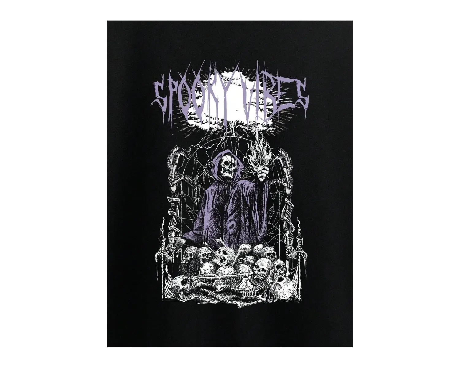 Goth Letter & Skull Print Sweatshirt Siyah