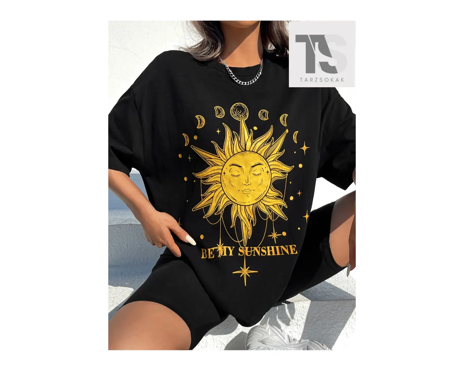 Goth Mektup Karikatür ve İskelet Grafikli Tişört