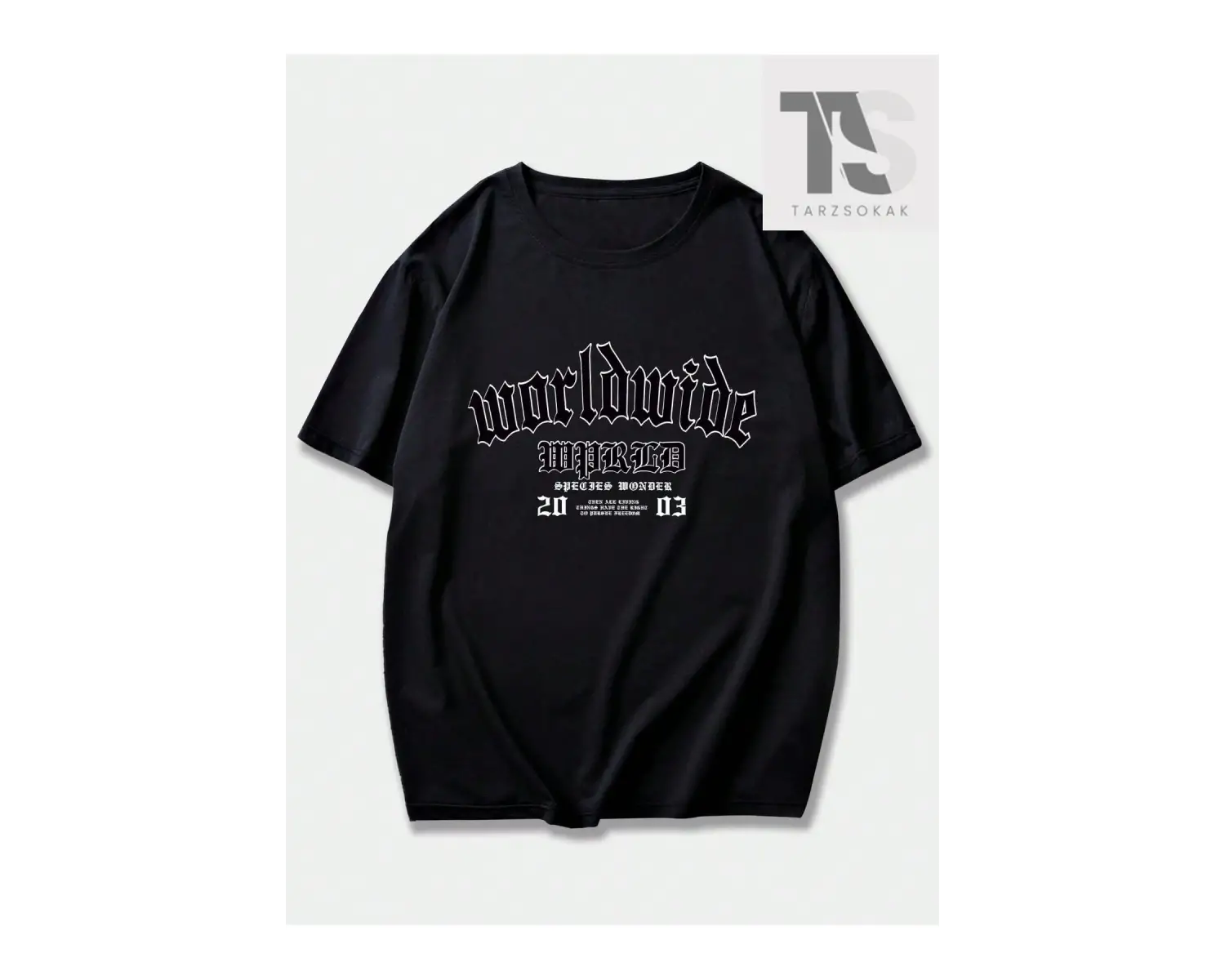 Goth Men Harfli Kartal ve Kaplan Grafikli Tişört